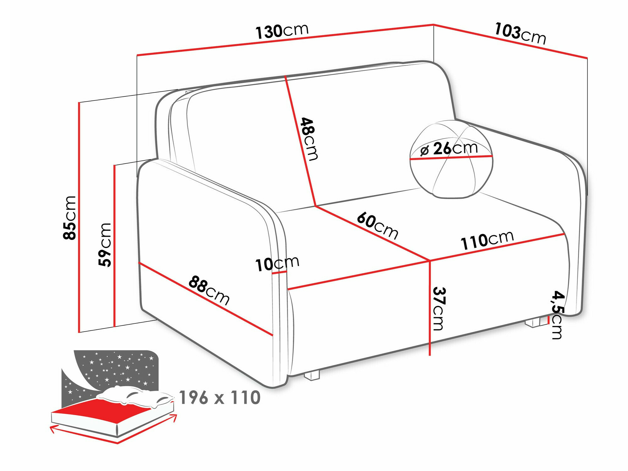 Sofa bed Poetal II (Velo 626)