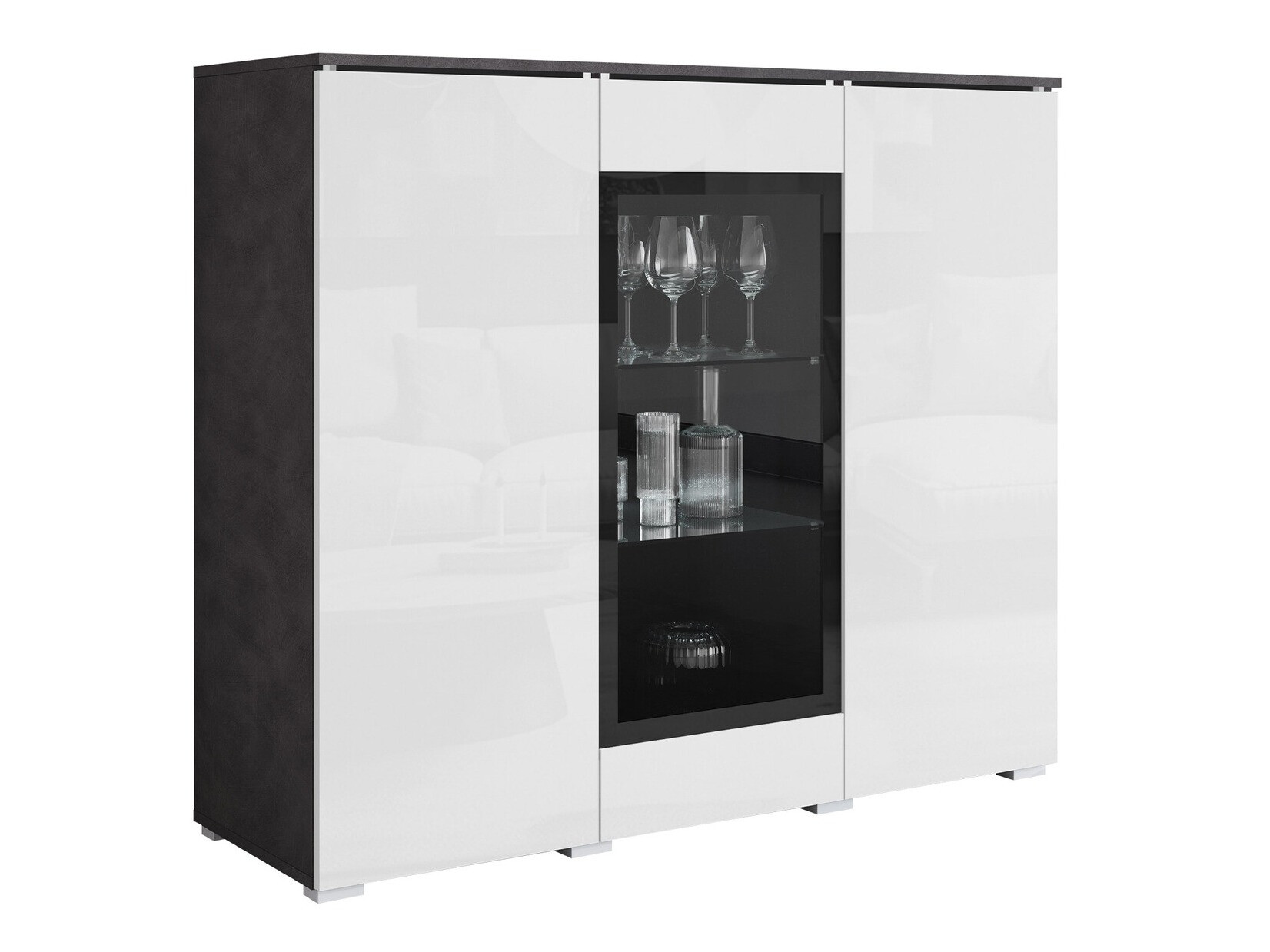 Sideboard Mirfivo 103 (Matera grey + Glossy white)