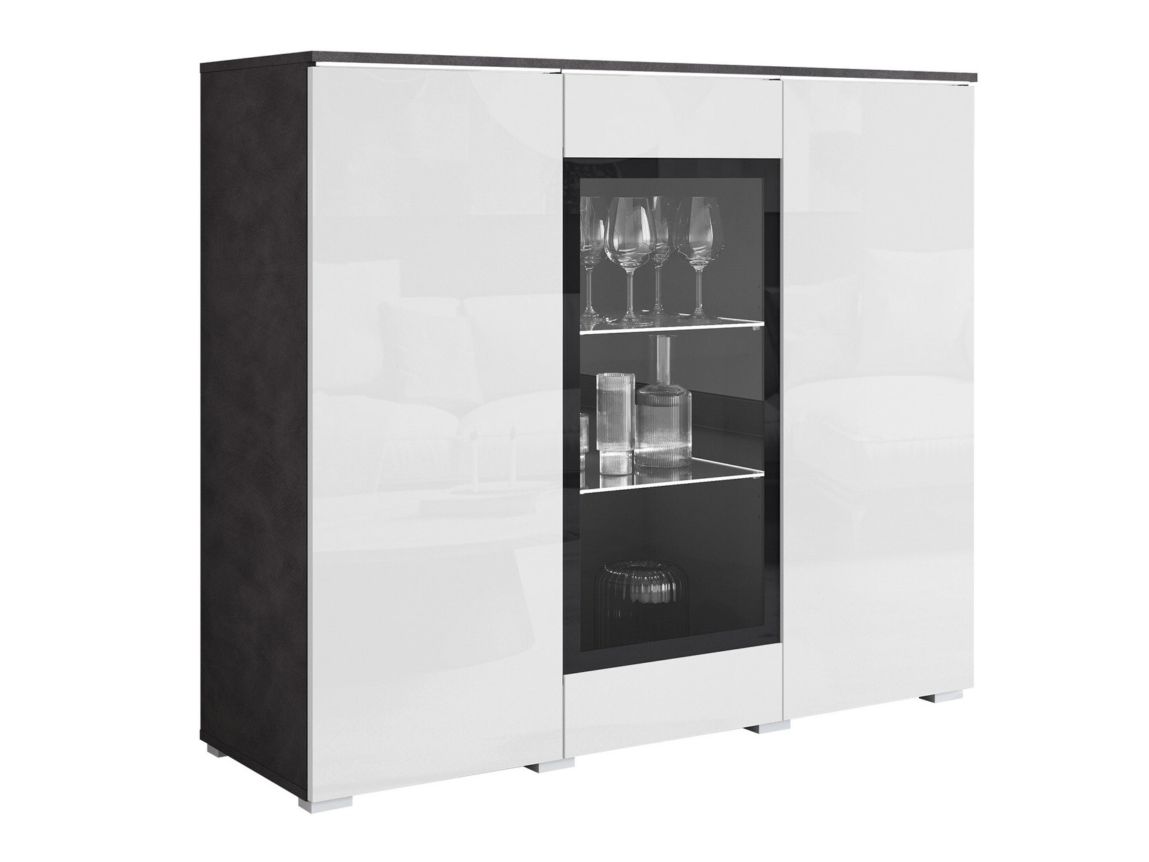 Sideboard Mirfivo 103 (Matera grey + Glossy white)