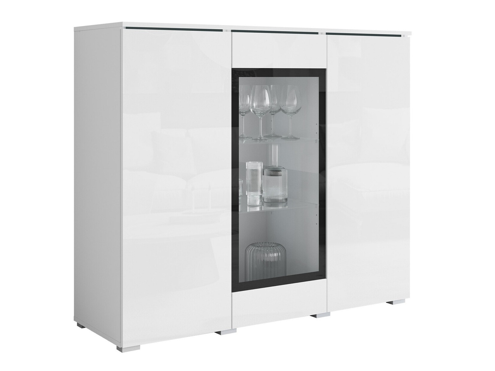 Sideboard Mirfivo 103 (White + Glossy white)