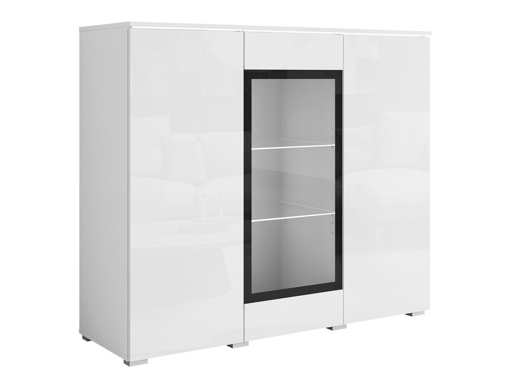 Sideboard Mirfivo 103 (White + Glossy white)