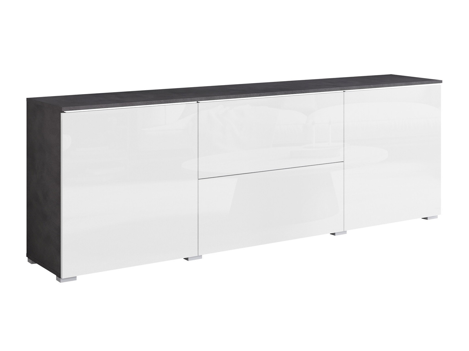 TV stand Mirfivo 104 (Matera grey + Glossy white)