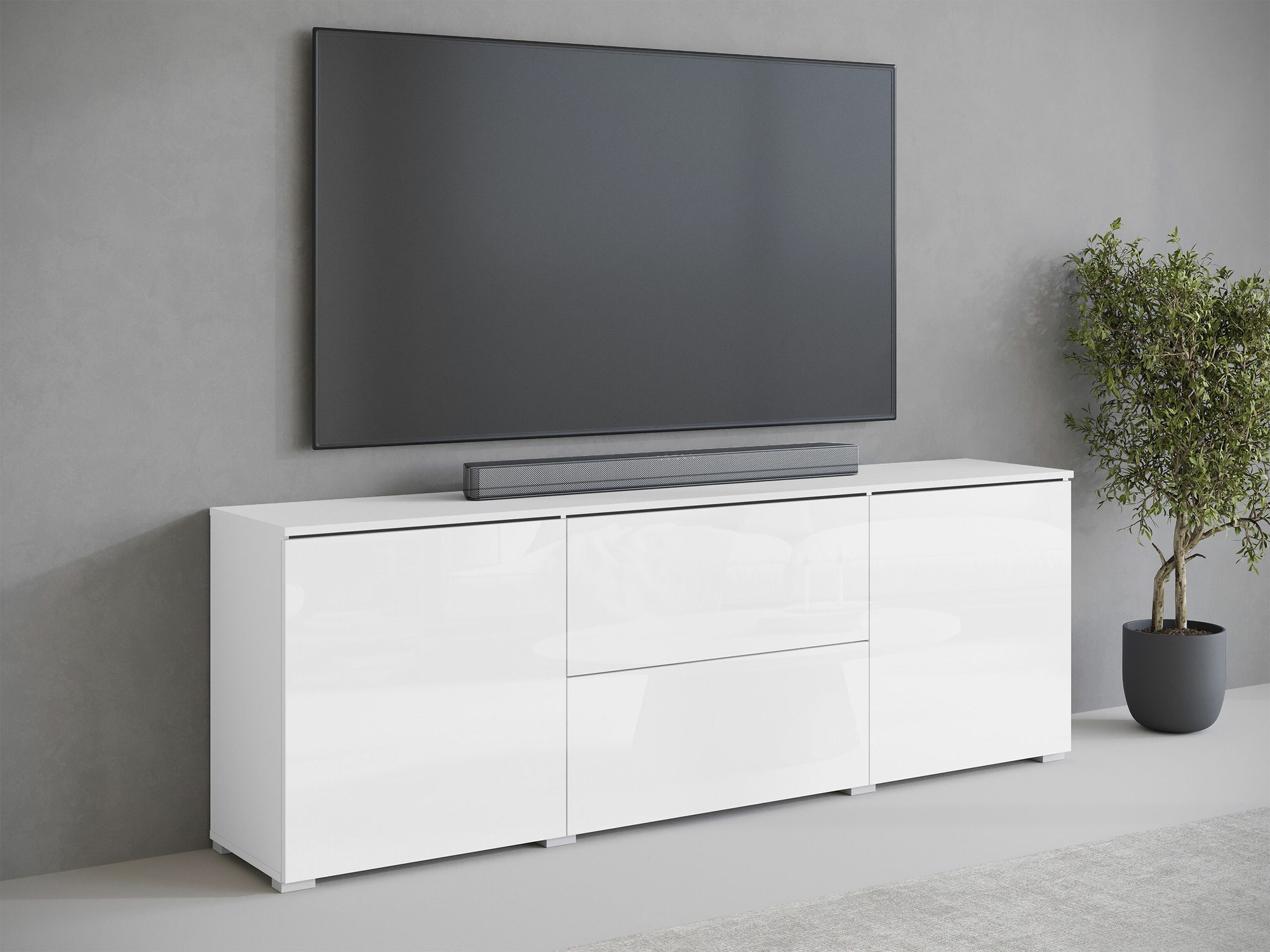 TV stand Mirfivo 104 (White + Glossy white)