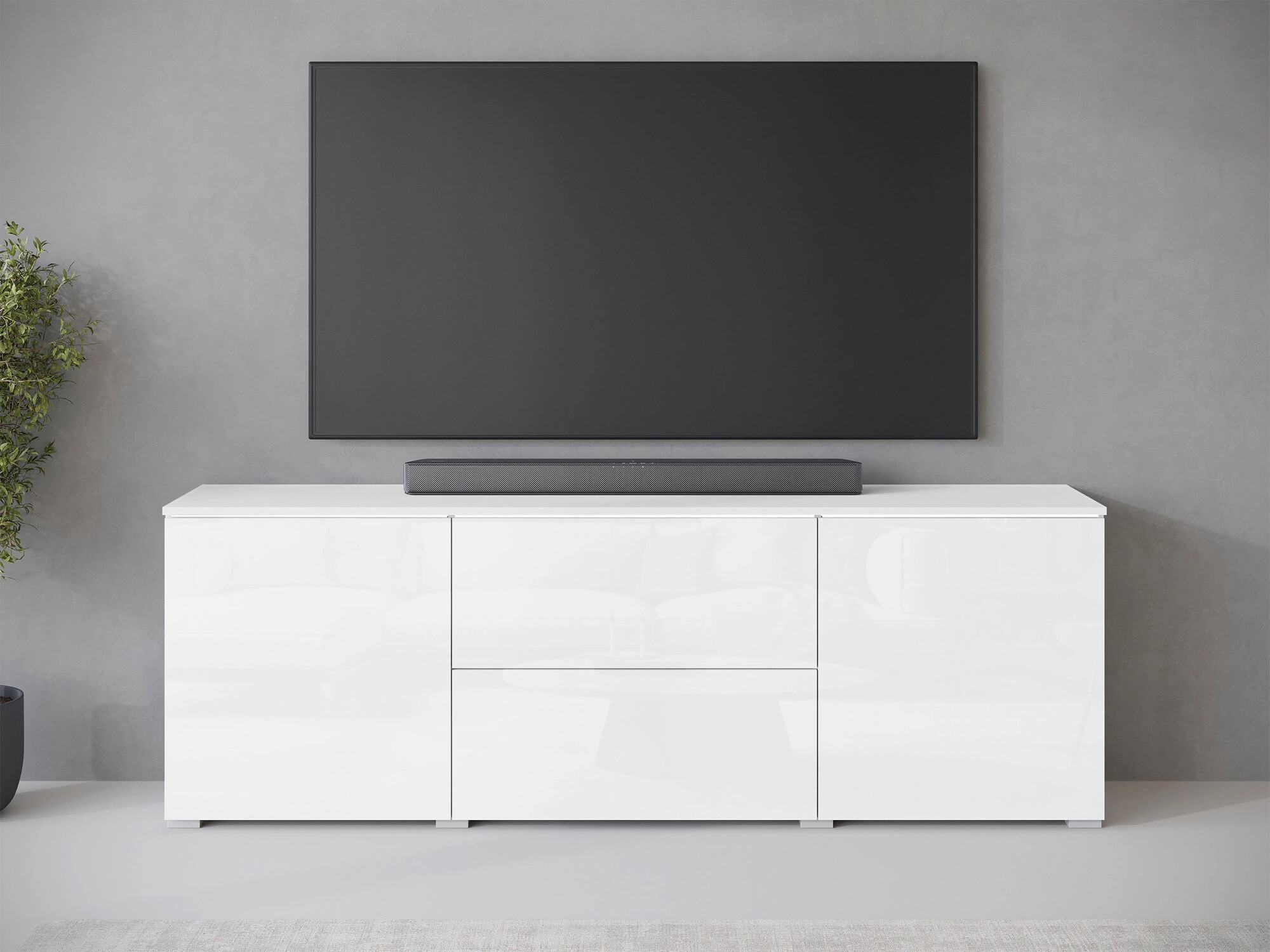 TV stand Mirfivo 104 (White + Glossy white)