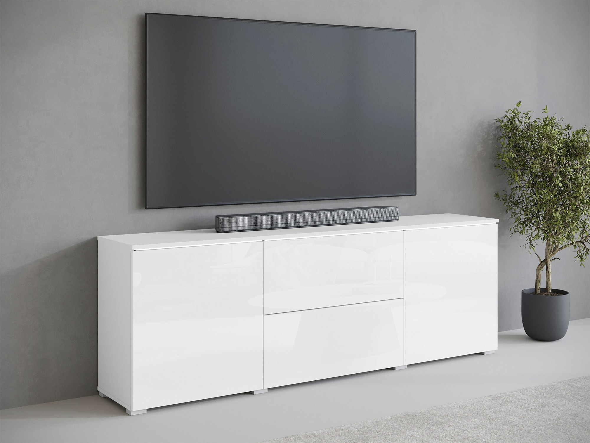 TV stand Sarasota 190 (White + Glossy white)