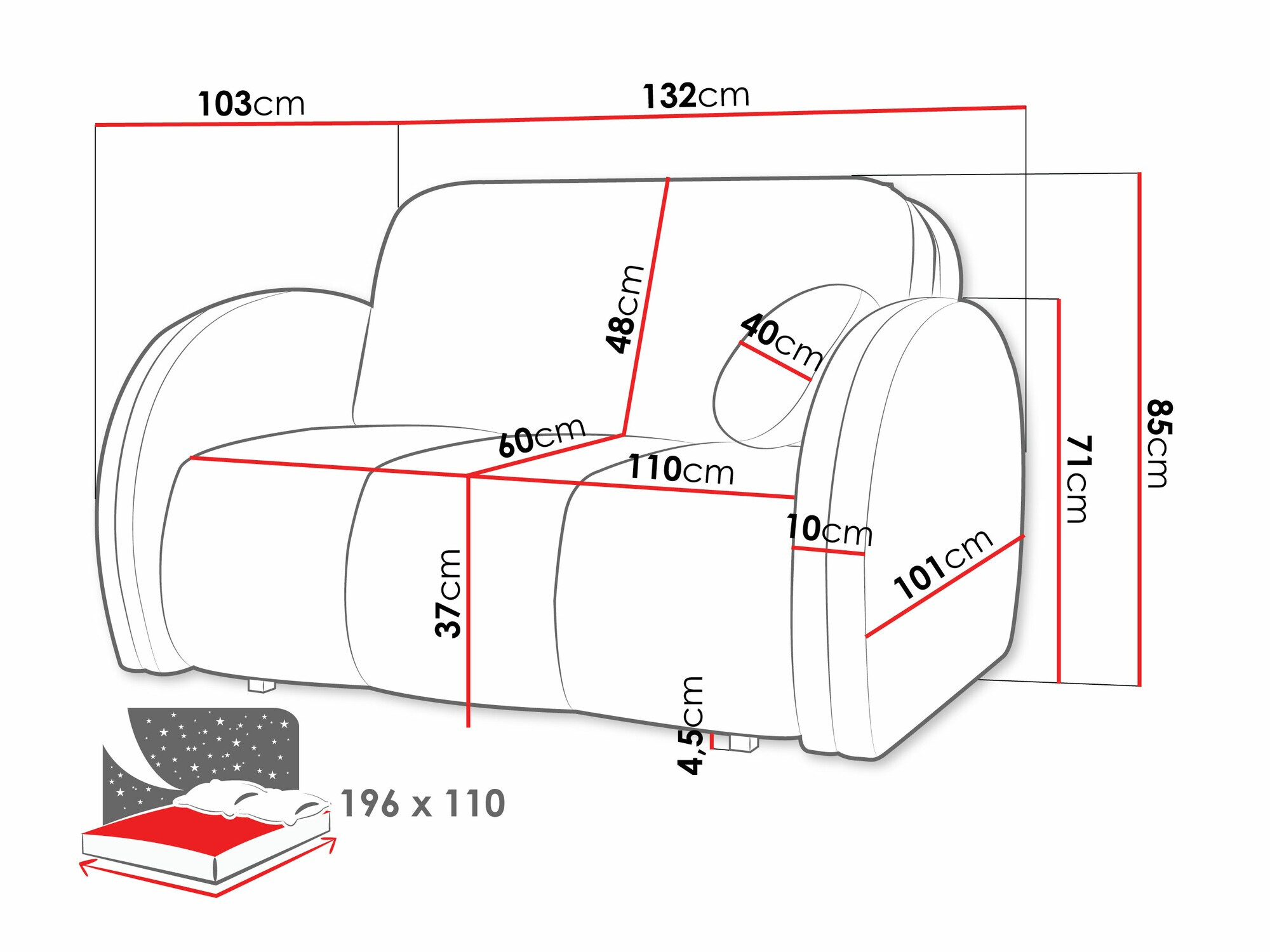 Sofa bed Citral II (Velo 623)