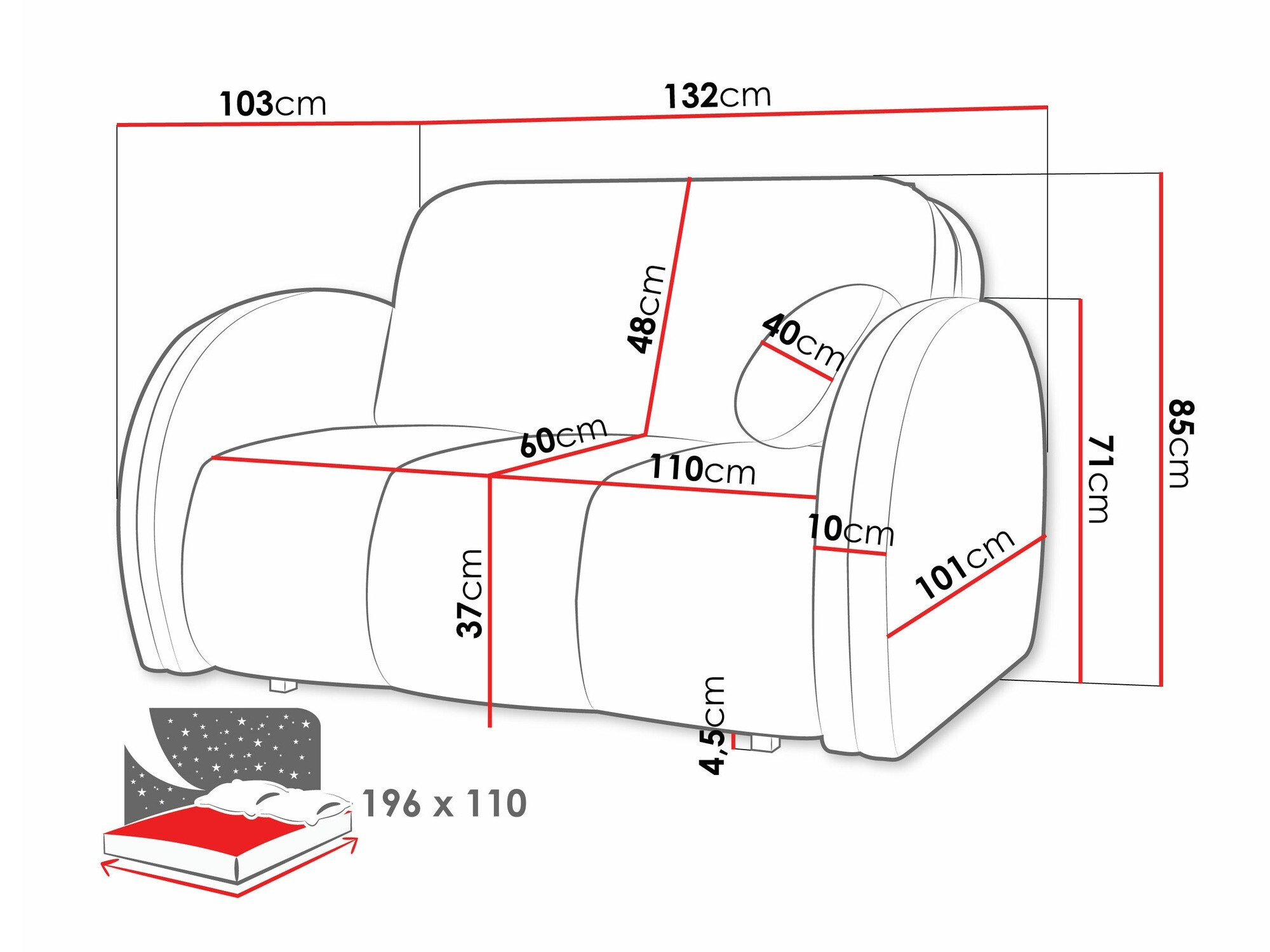Sofa bed Citral II (Velo 626)
