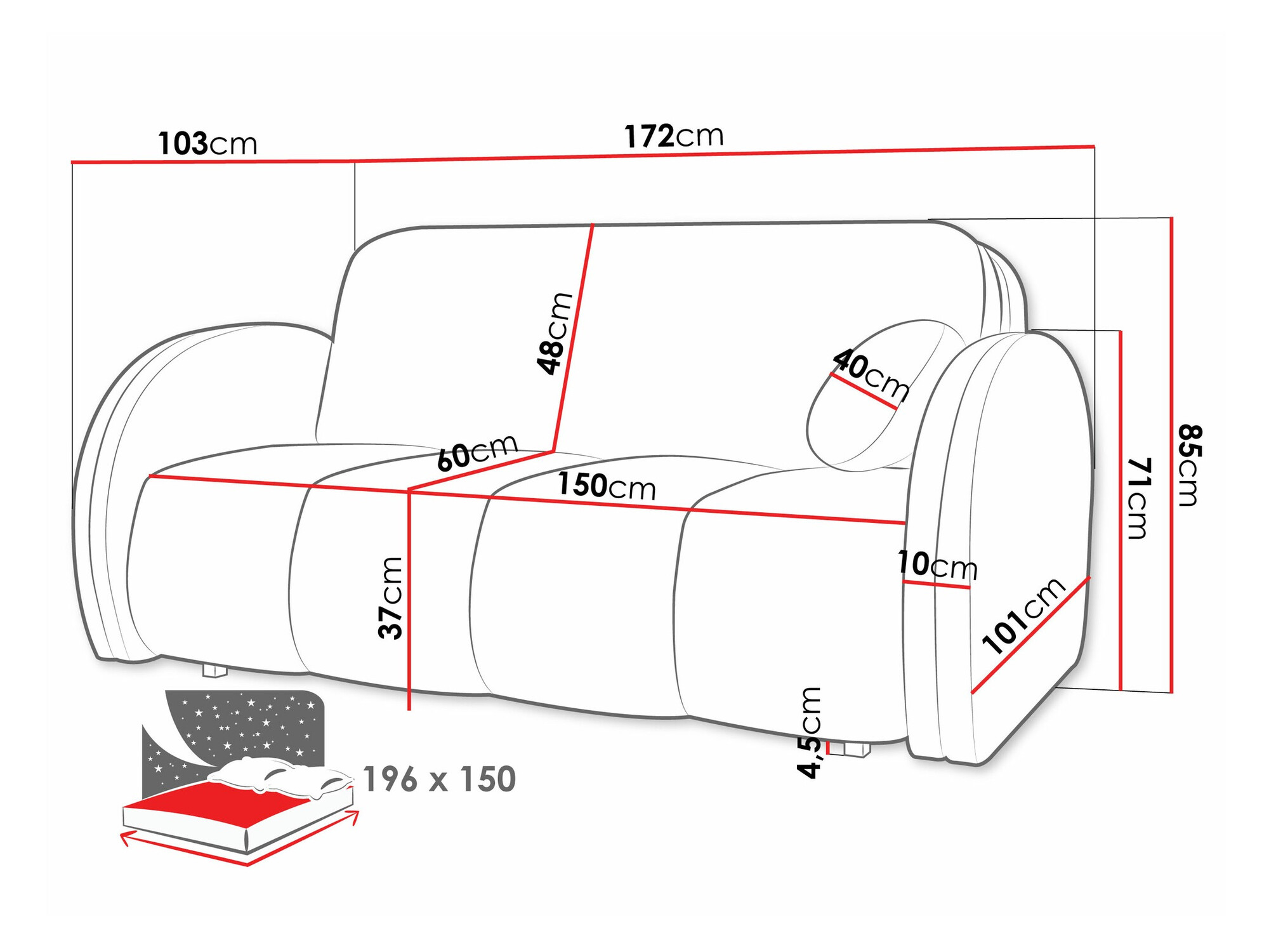 Sofa bed Citral IV (Velo 626)