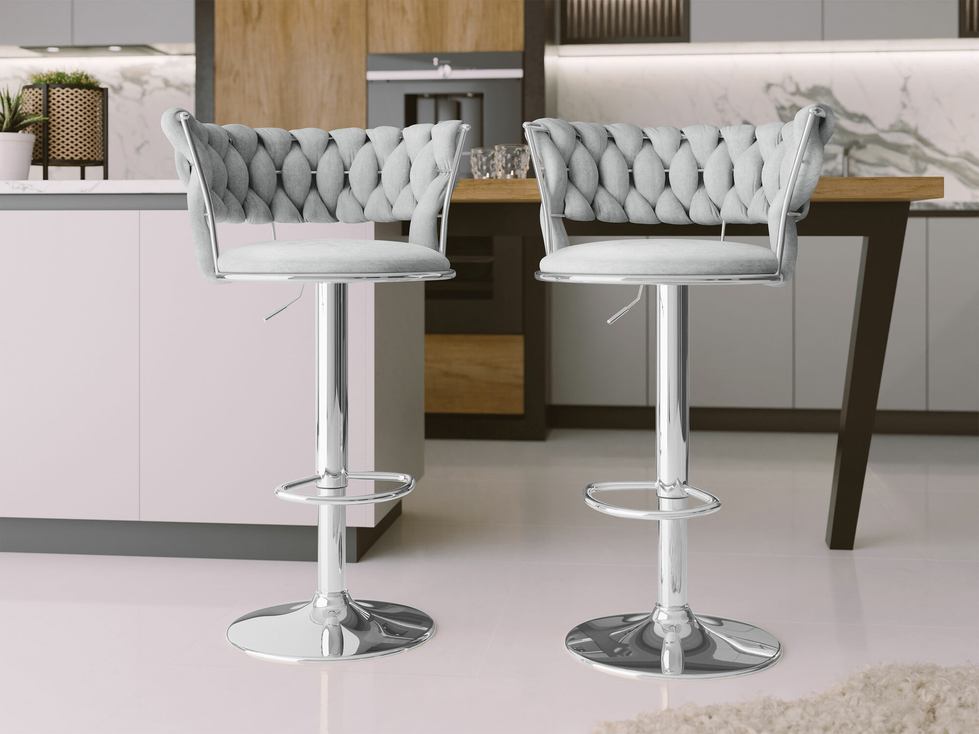 Bar stool Comfivo Hilaritas III (Silver + Grey)