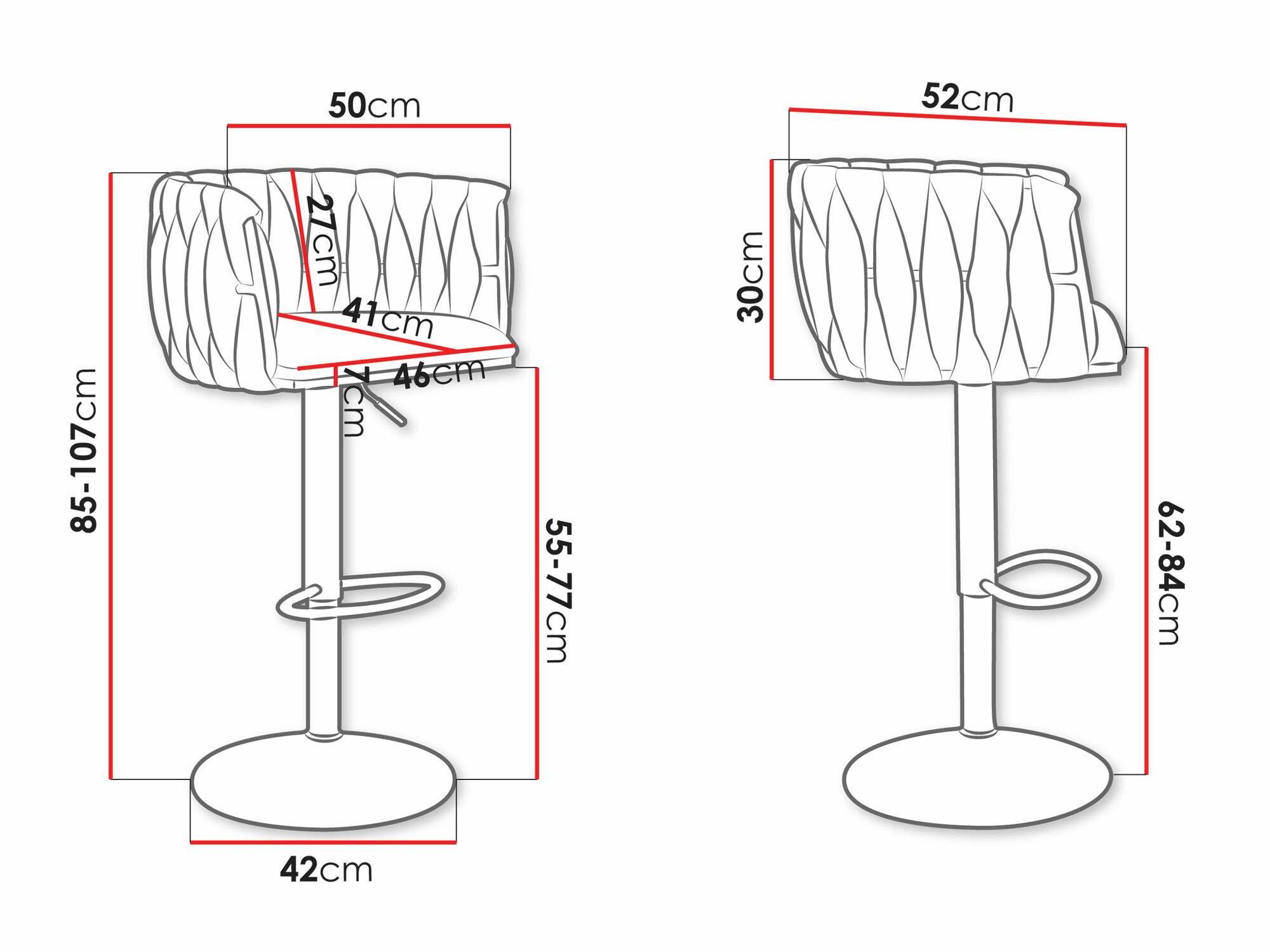 Bar stool Comfivo Hilaritas IV (Silver + Black)