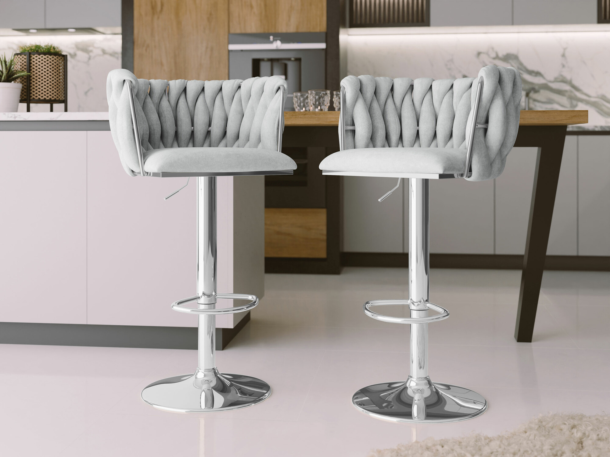 Bar stool Comfivo Hilaritas IV (Silver + Grey)
