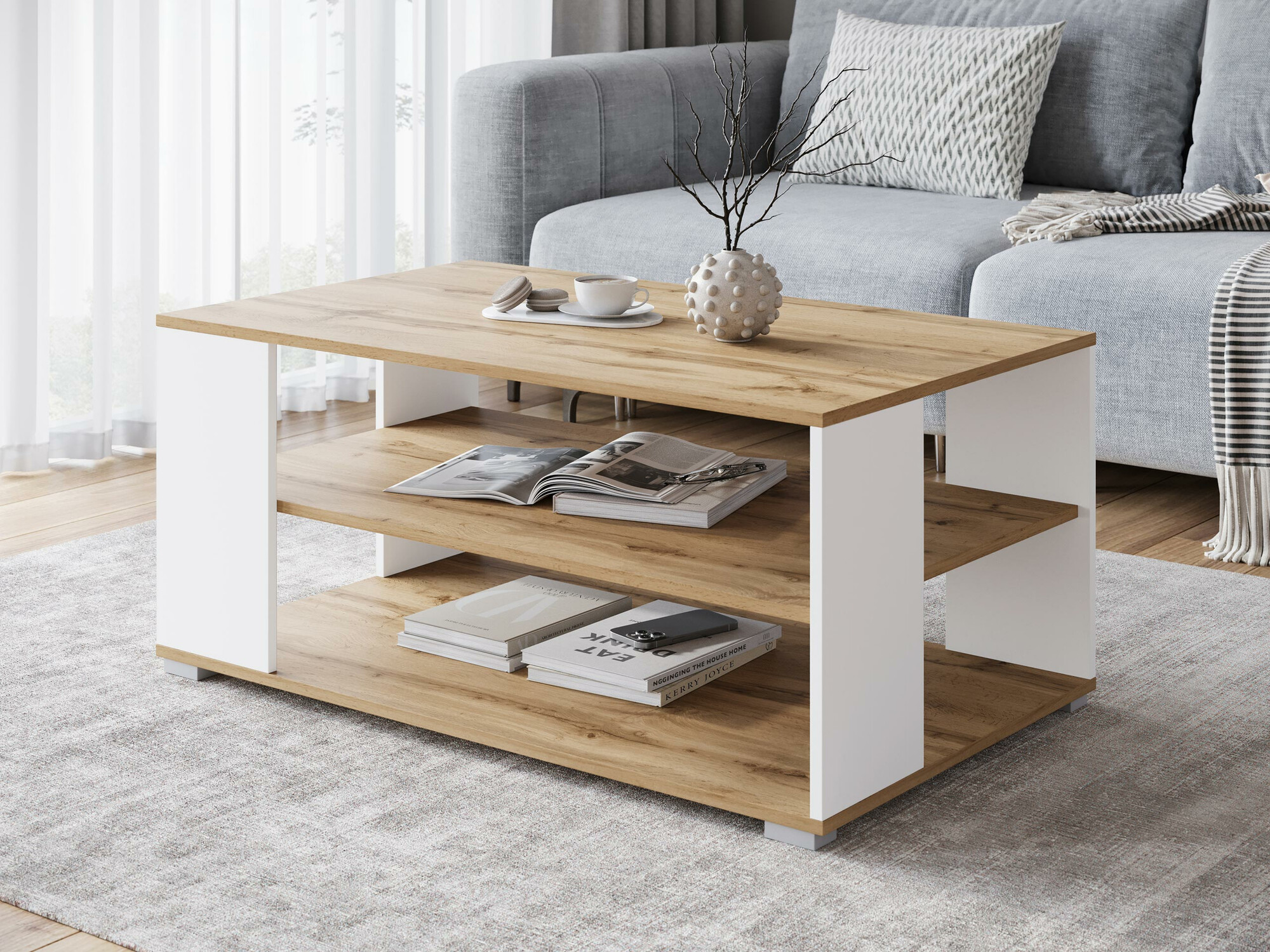 Coffee table Sarasota 187 (Wotan Oak + White)