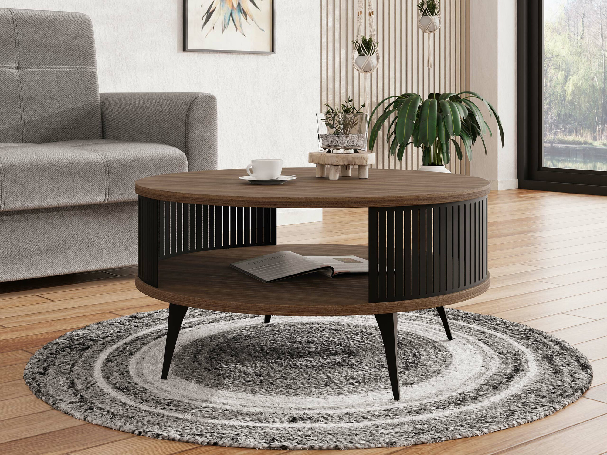 Coffee table Vitum (Black + Walnut)