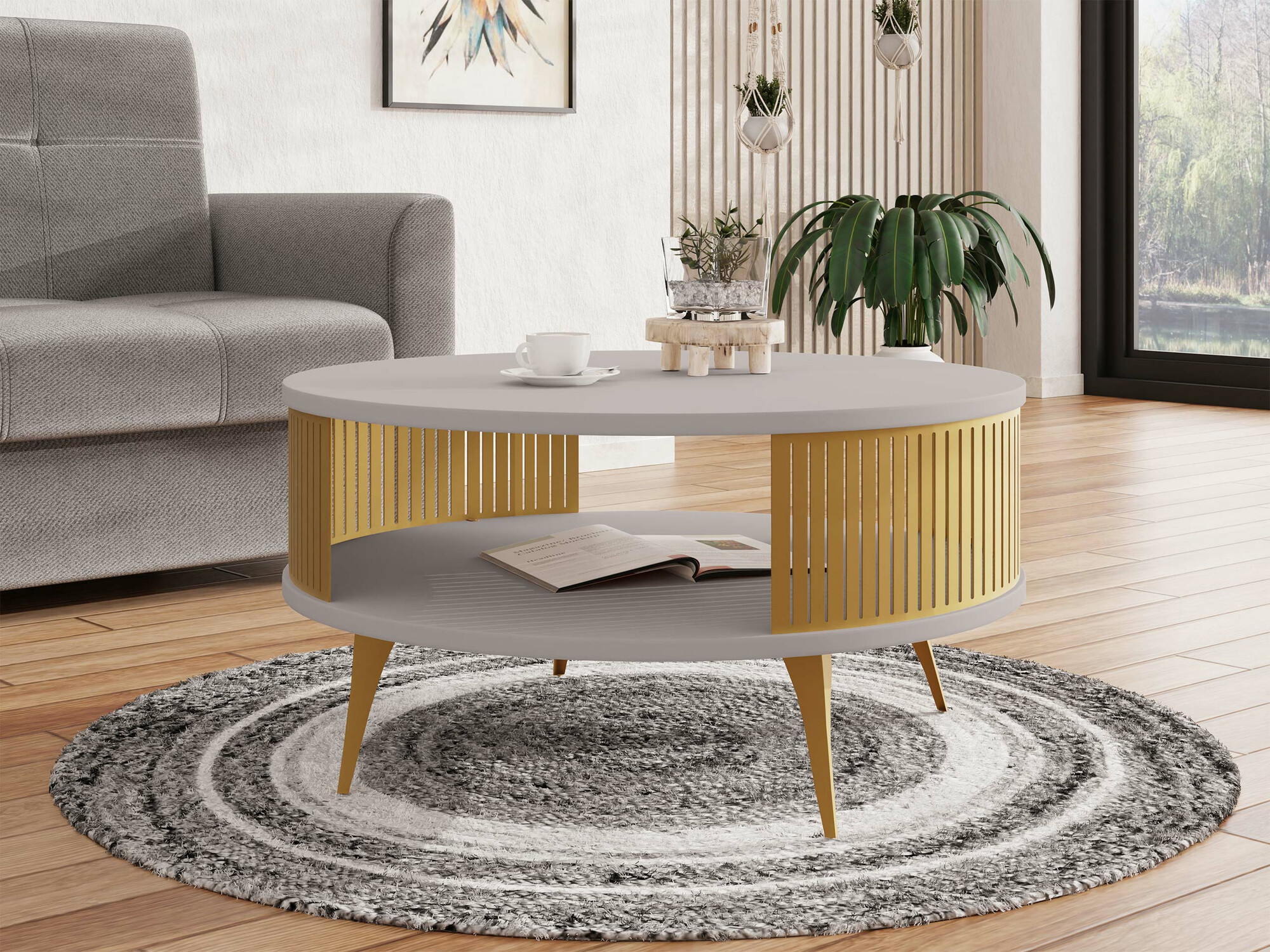 Coffee table Vitum I (Golden + Cashmere)