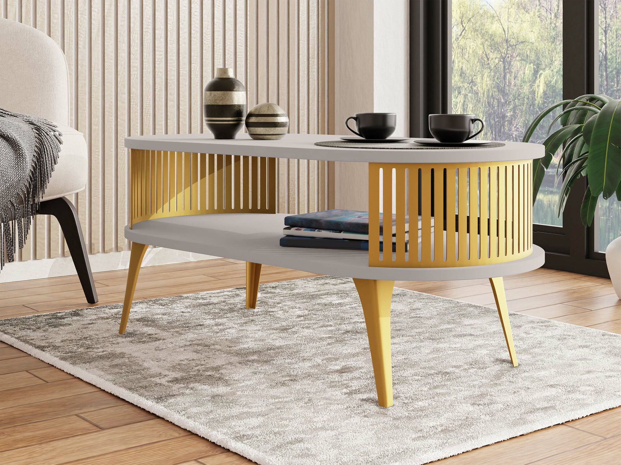 Coffee table Vitum IV (Golden + Cashmere)