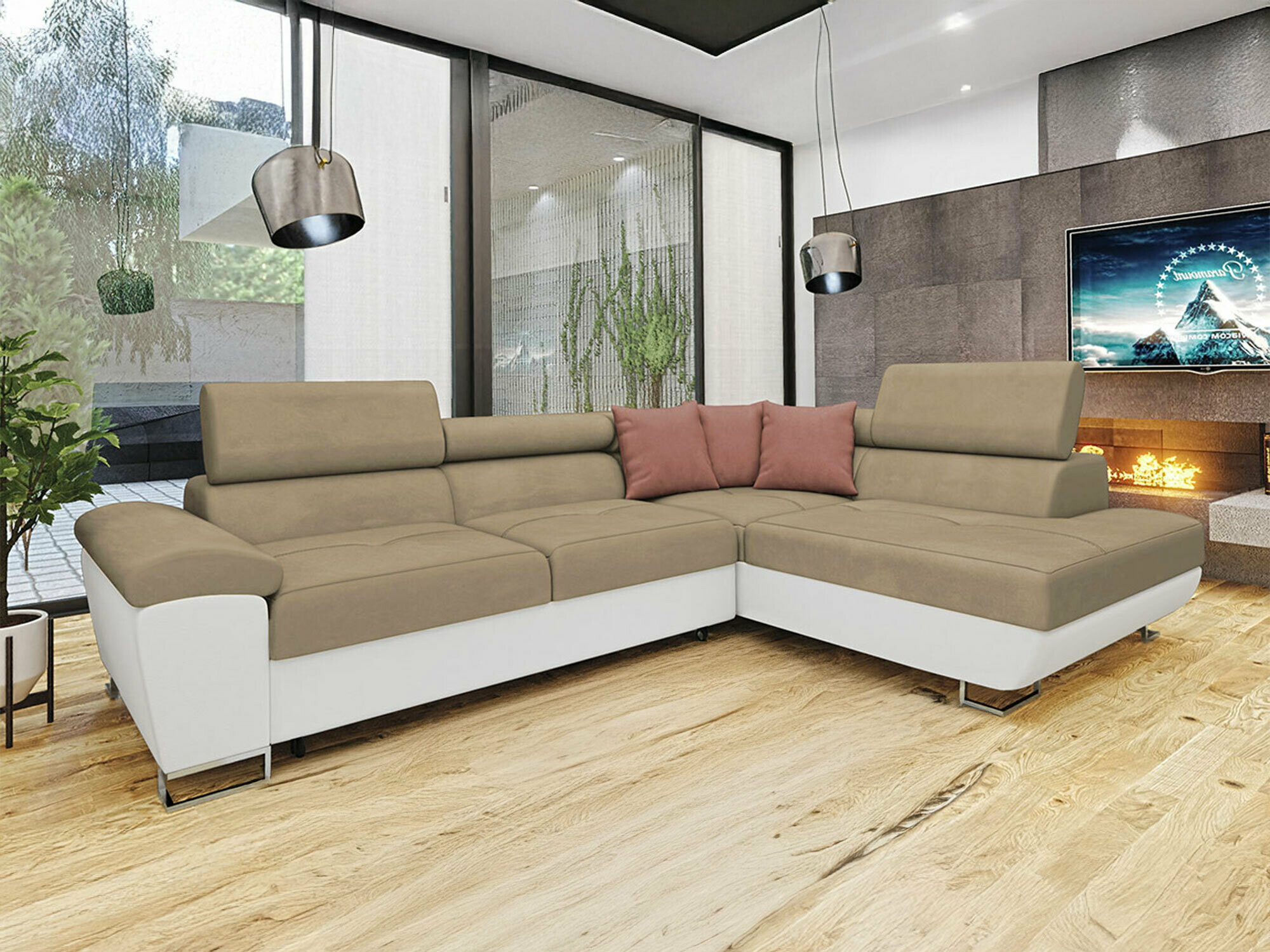 Corner sofa Comfivo Ruta II (Soft 017 + Uttario Velvet 2979 + Uttario Velvet 2955)