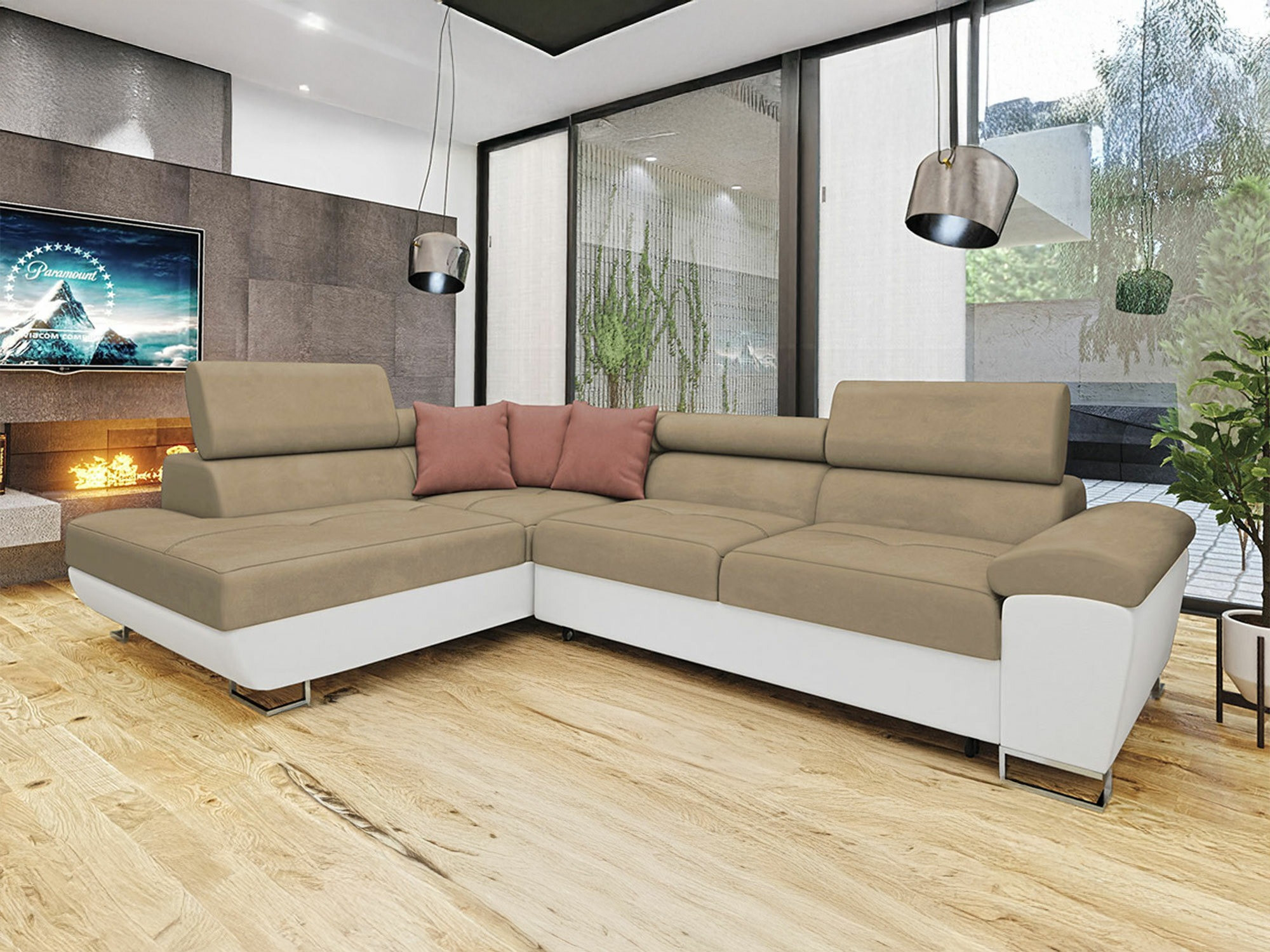 Corner sofa Comfivo Ruta II (Soft 017 + Uttario Velvet 2979 + Uttario Velvet 2955)