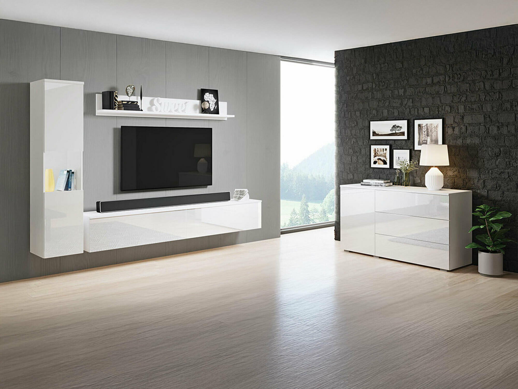 Living room set Sarasota 132 (White + Glossy white)