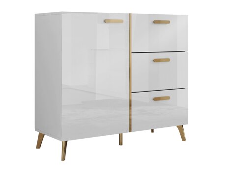 Chest of drawers Comfivo Teslomo 108 (White + Glossy white)