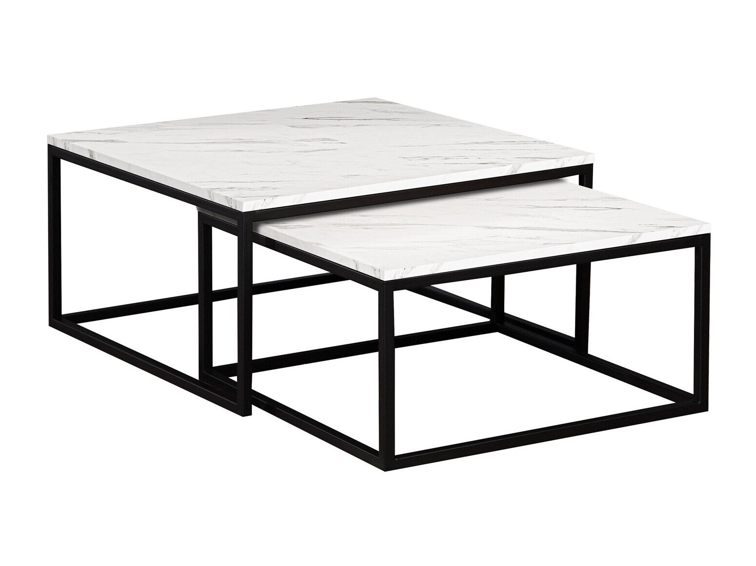 Nest of coffee tables Oswego 101 (White marble + Black)