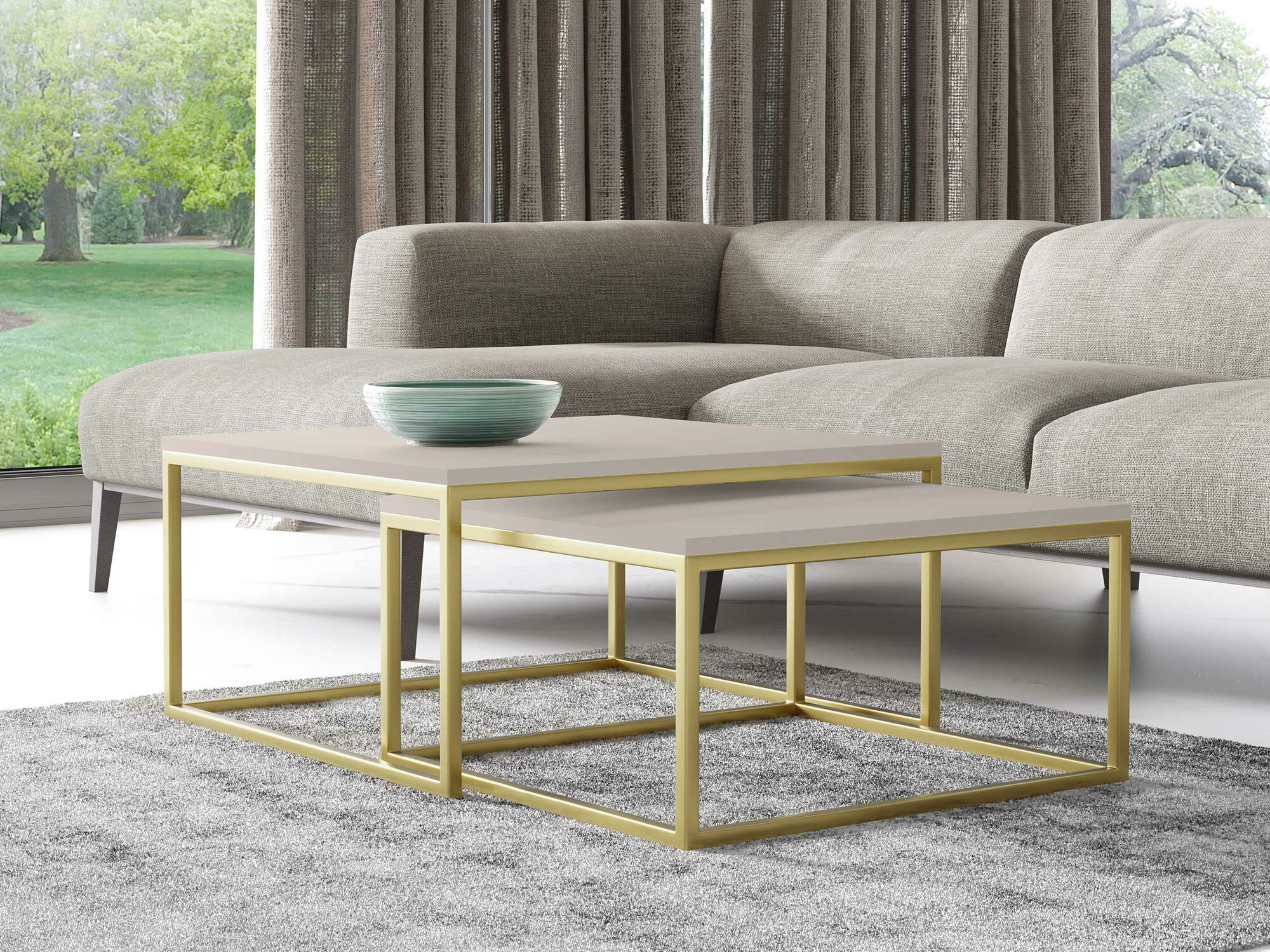 Nest of coffee tables Oswego 102 (Cashmere + Golden)