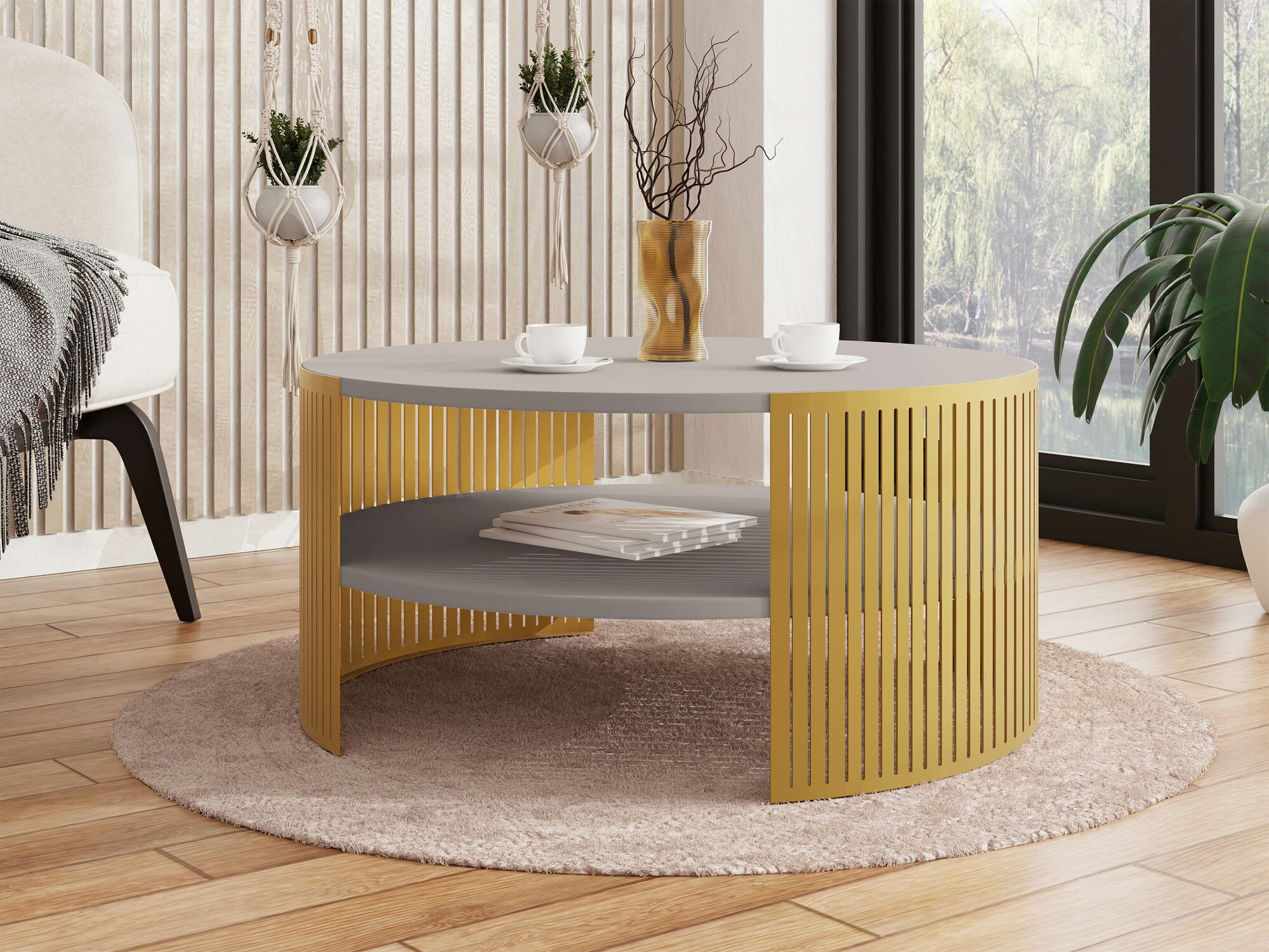 Coffee table Civer I (Golden + Cashmere)