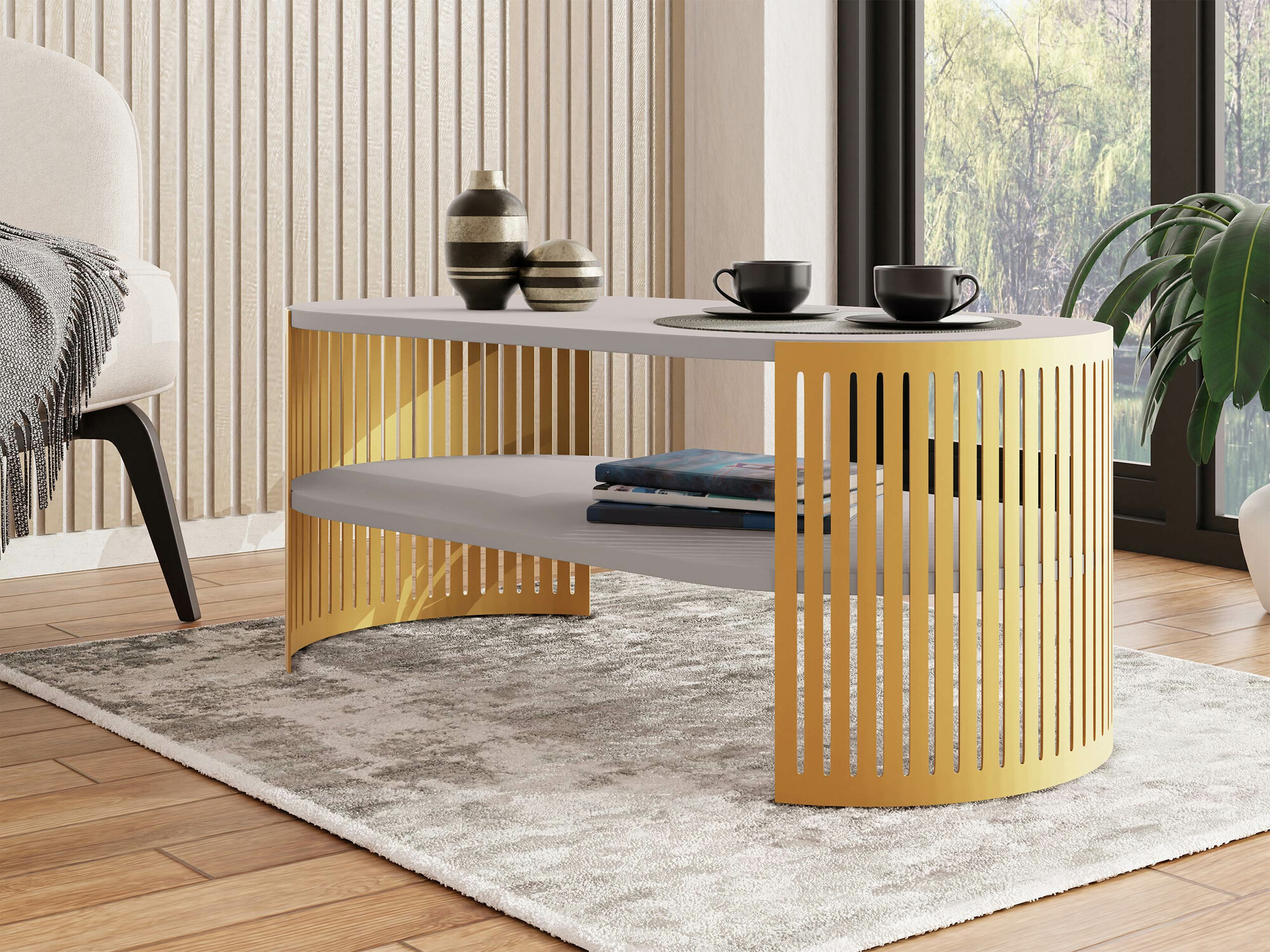 Coffee table Civer IV (Golden + Cashmere)