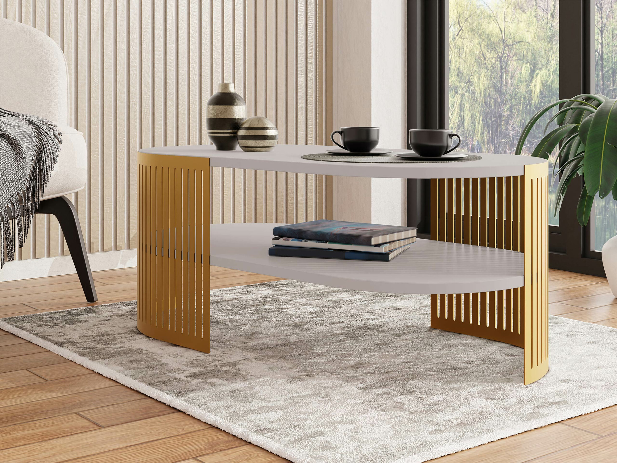 Coffee table Civer VII (Golden + Cashmere)