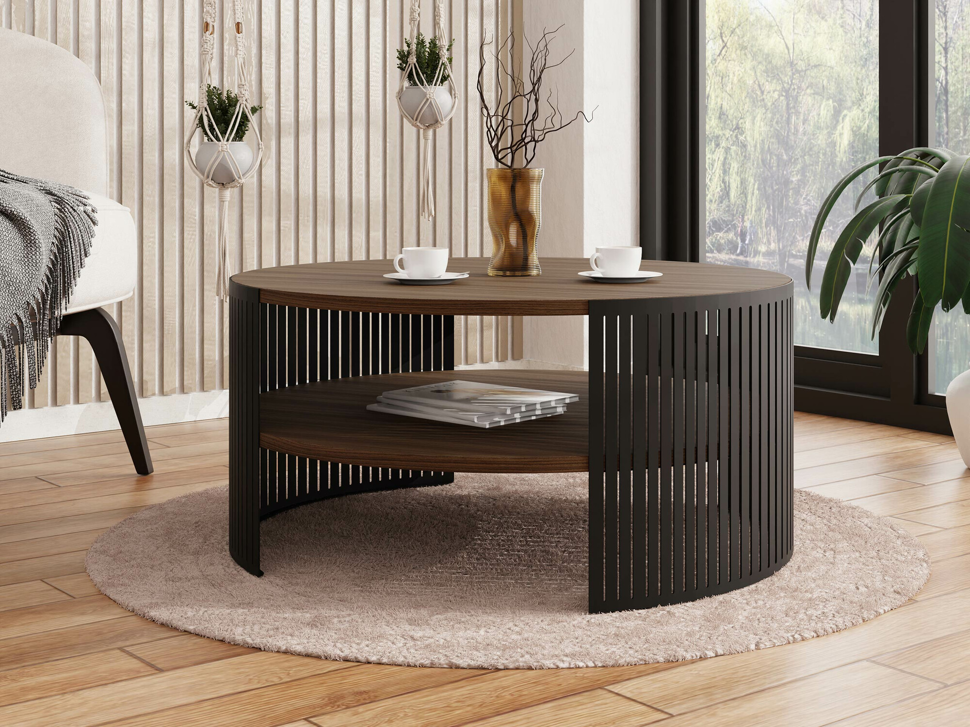 Coffee table Sordore 102 (Black + Walnut)