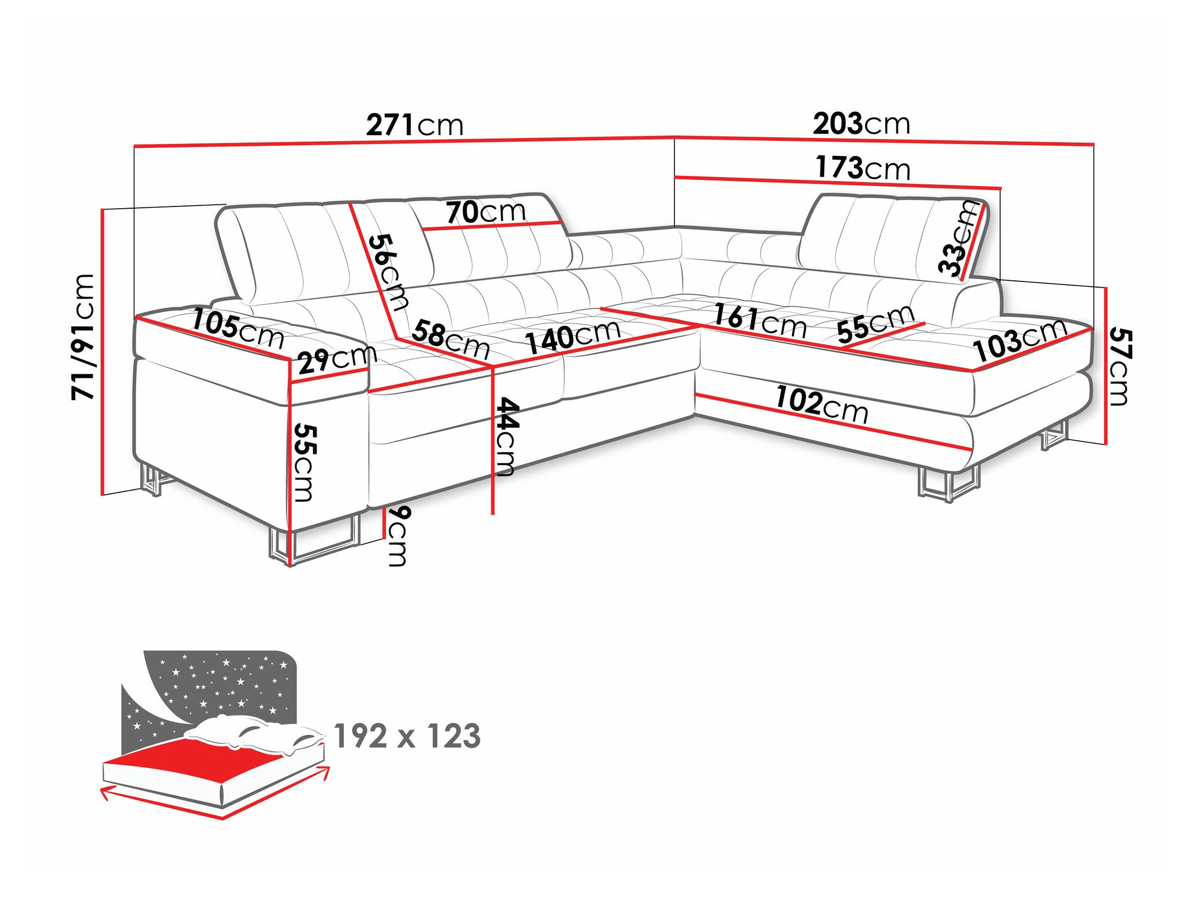 Corner sofa Comfivo 232 (Coral 45)