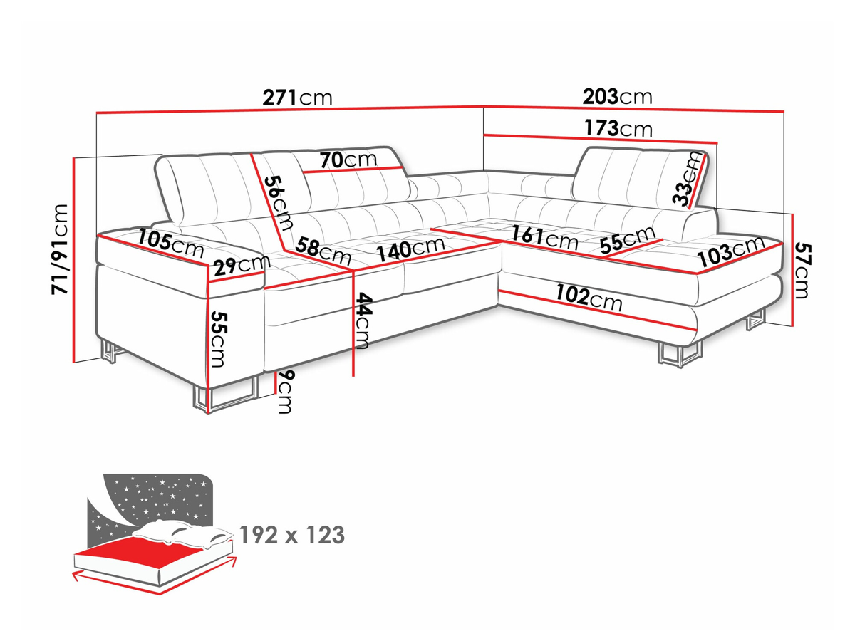 Corner sofa Comfivo 232 (Coral 65)