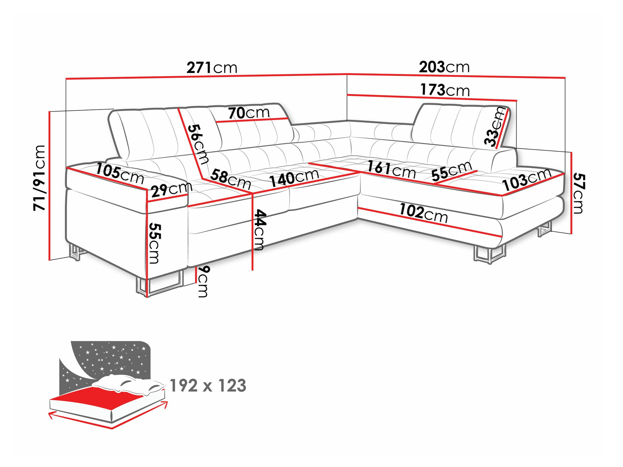 Corner sofa Comfivo 232 (Coral 75)