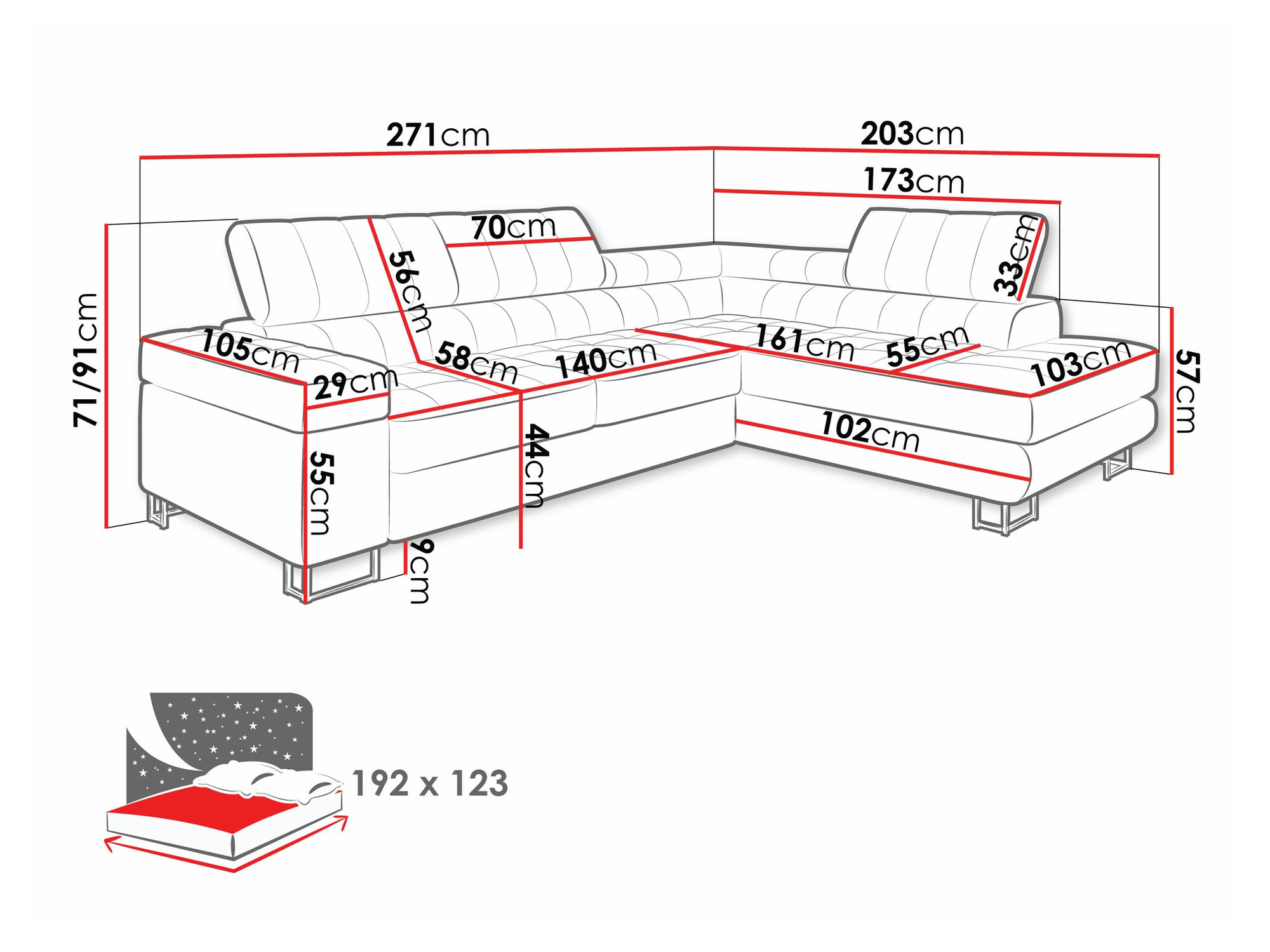 Corner sofa Comfivo 232 (Matana 17)