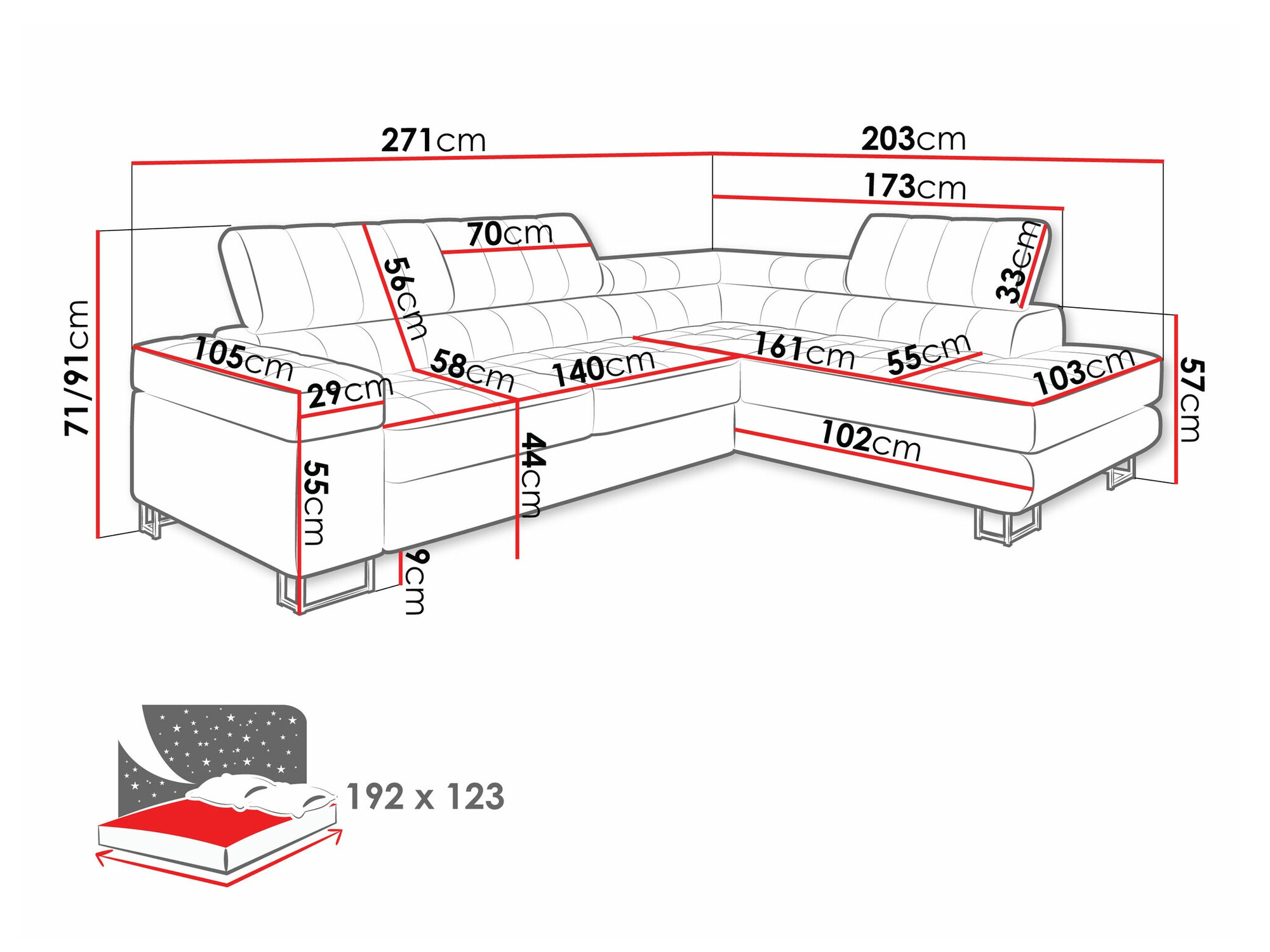 Corner sofa Comfivo Anima (Coral 45)