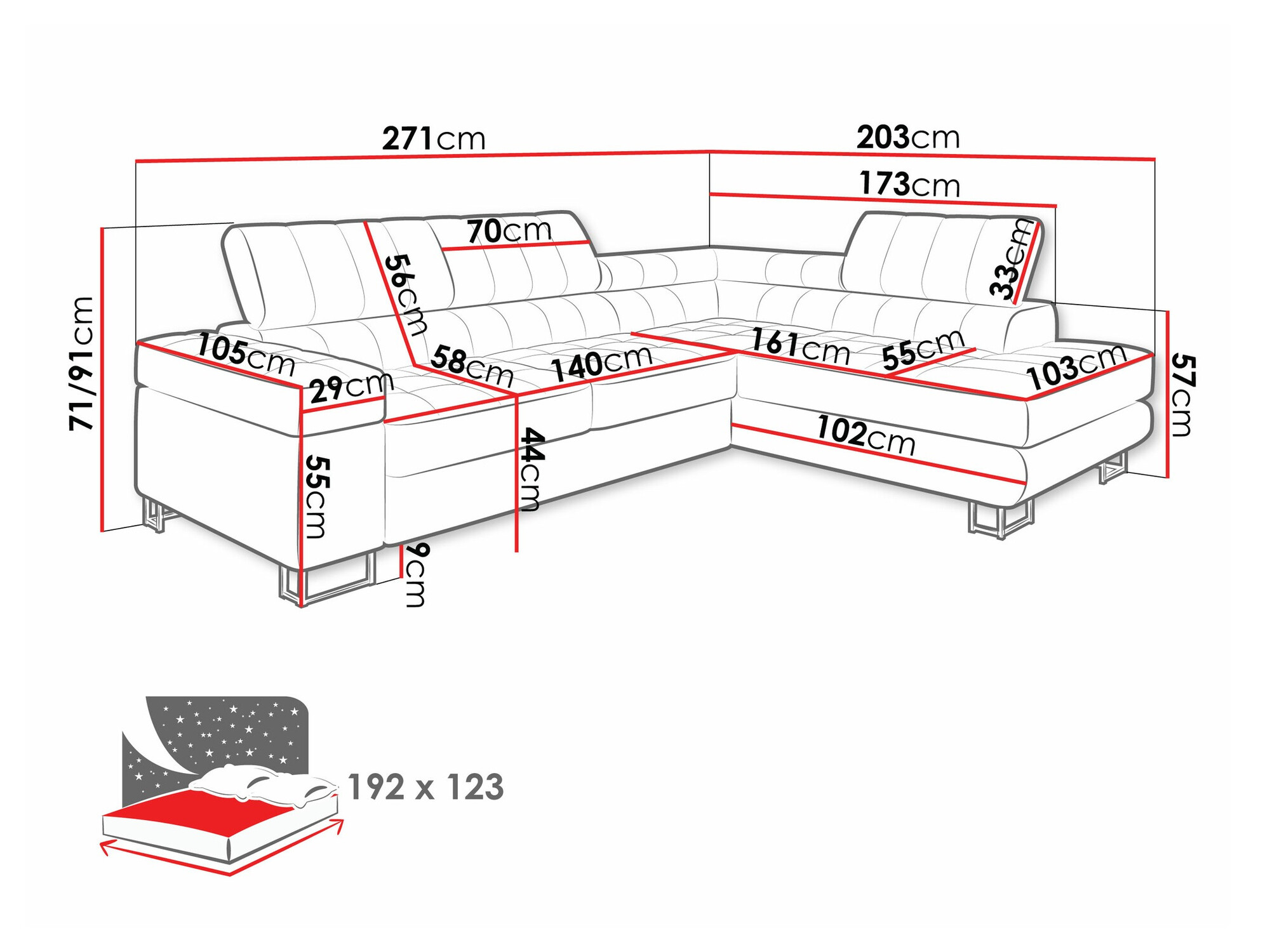 Corner sofa Comfivo Anima (Flow 06)