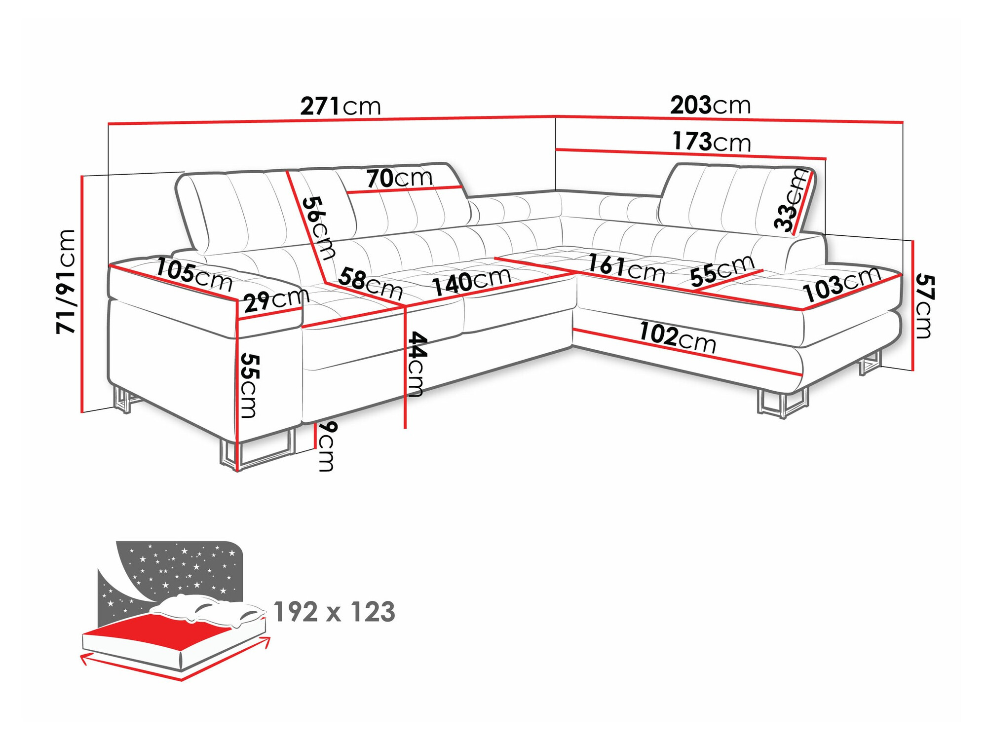 Corner sofa Comfivo Anima (Magic Velvet 2217)
