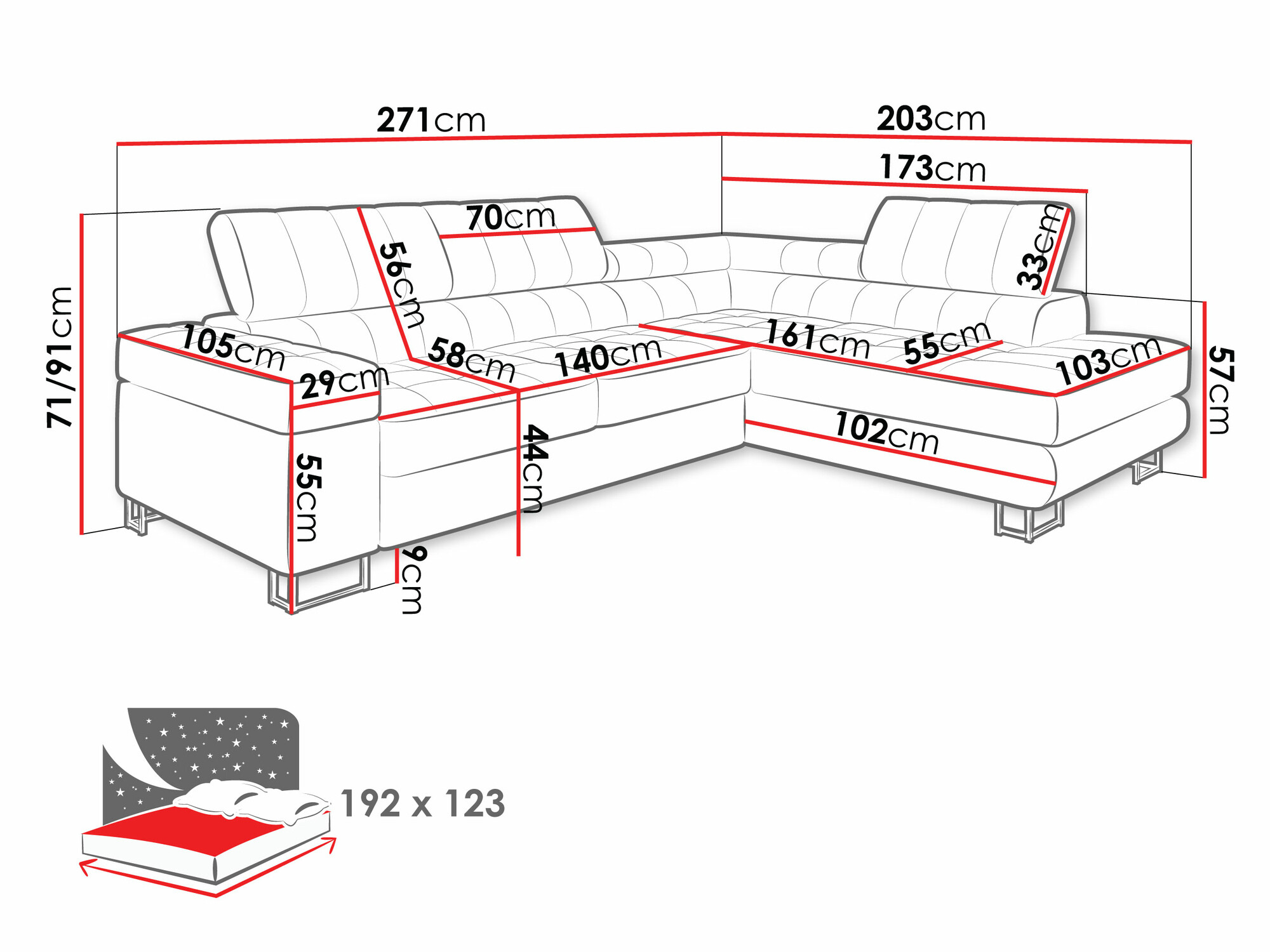 Corner sofa Comfivo Anima (Magic Velvet 2227)