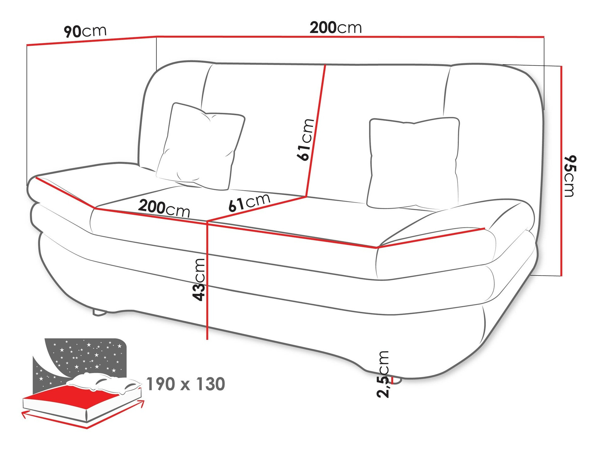 Sofa bed Comfivo Silva I (Fragola 35 + Fragola 15)