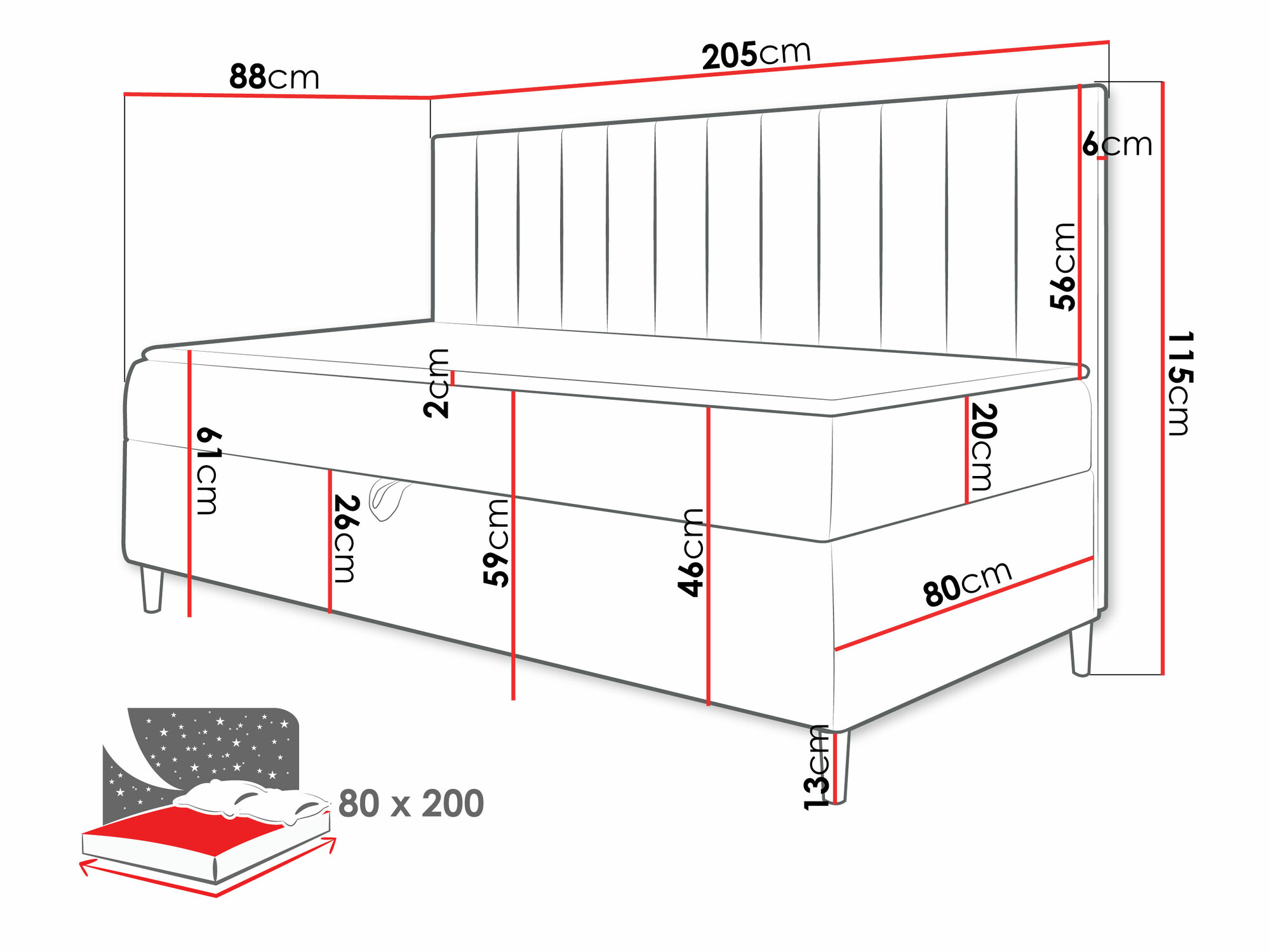 Continental bed Lucus I (Soft 017 + Fresh 4)