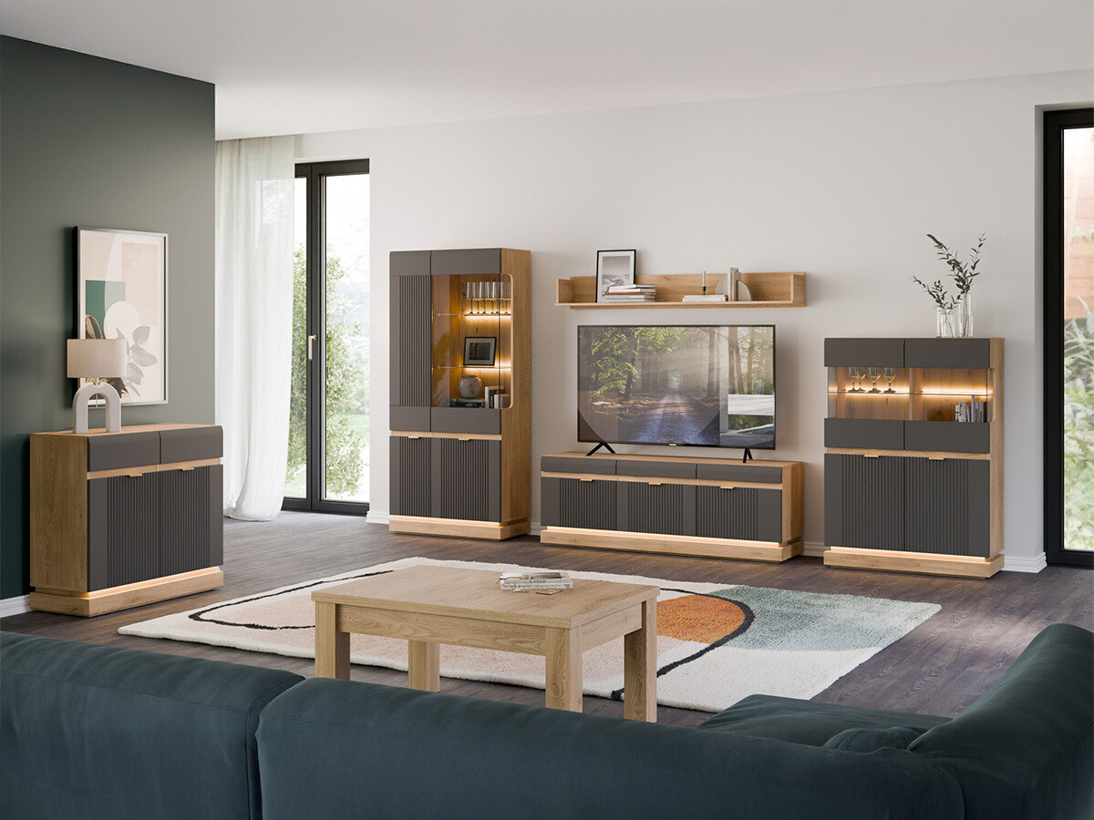 TV stand Teselbu 100 (Anthracite + Torro oak)