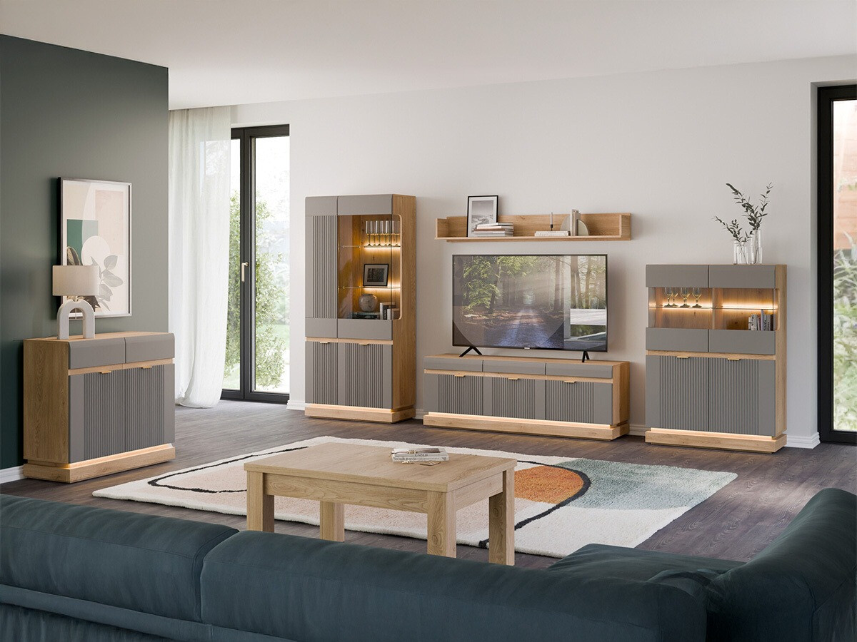 TV stand Teselbu 100 (Grey + Torro oak)