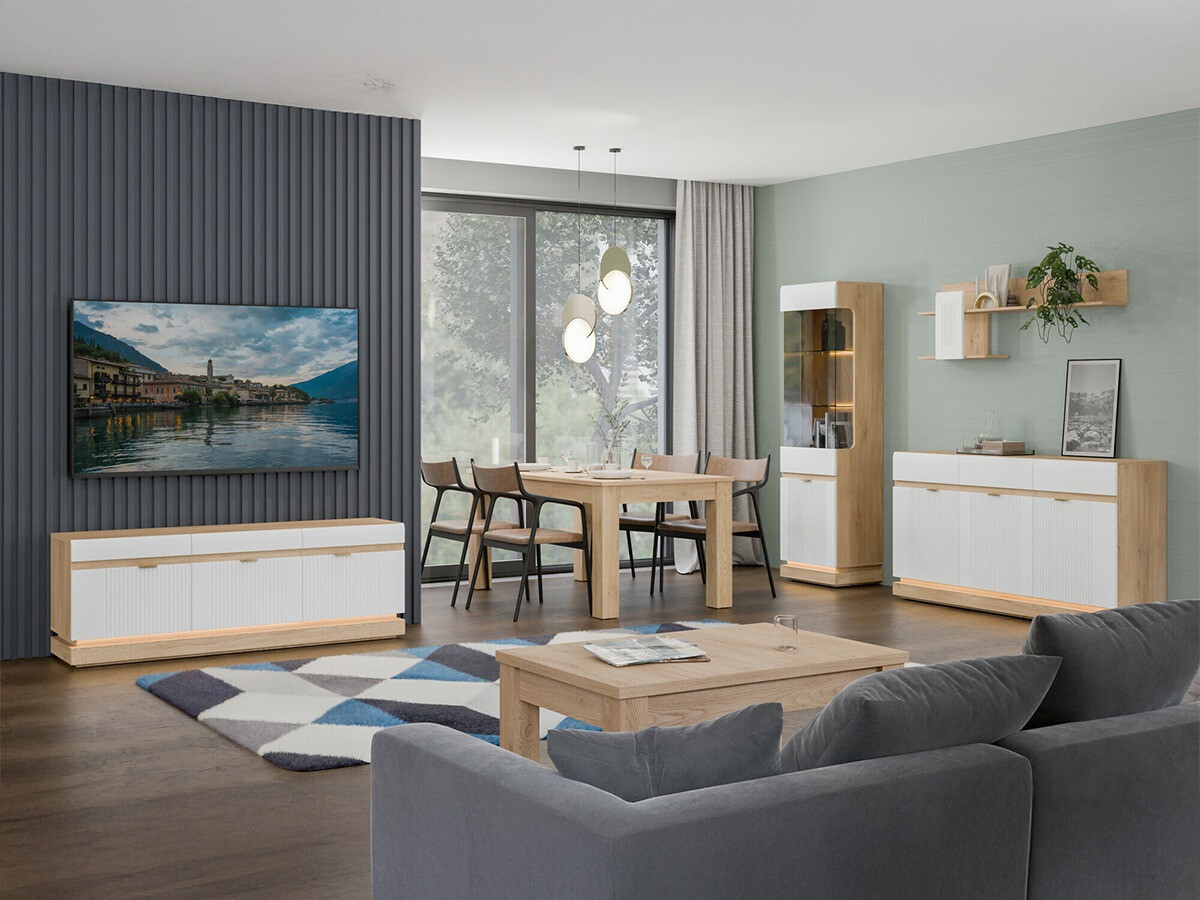 TV stand Teselbu 100 (White + Torro oak)