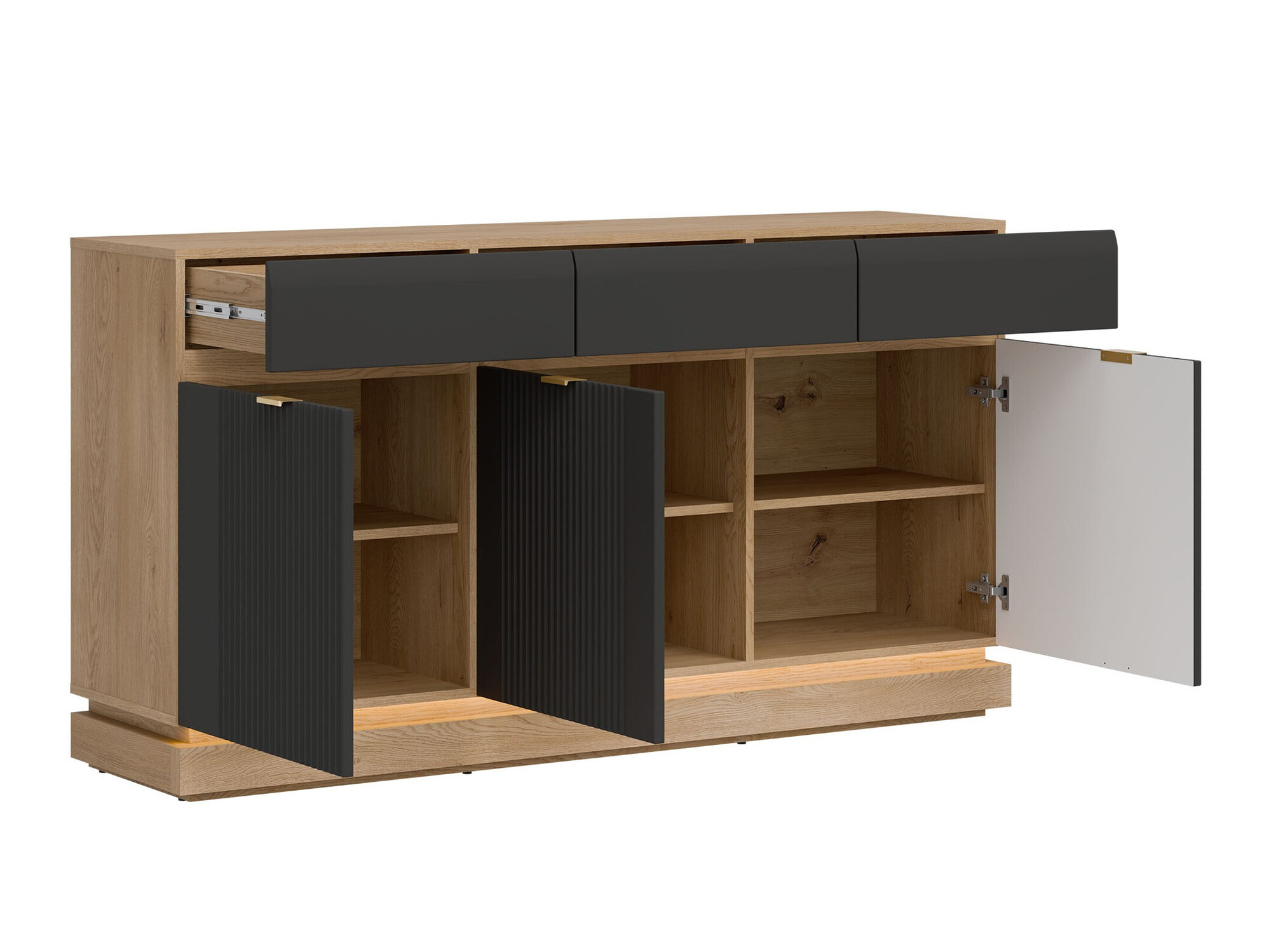 Chest of drawers Teselbu 104 (Anthracite + Oak)