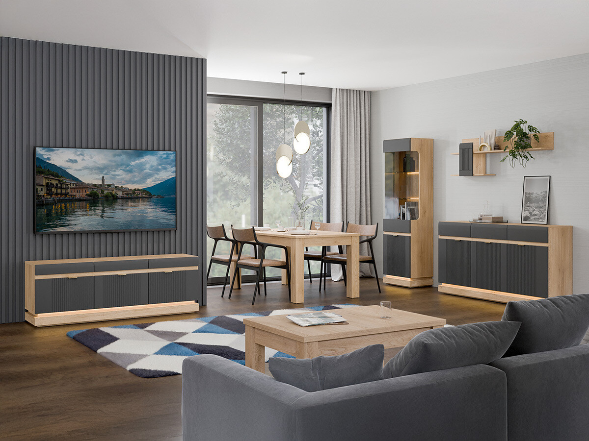 Chest of drawers Teselbu 104 (Anthracite + Oak)
