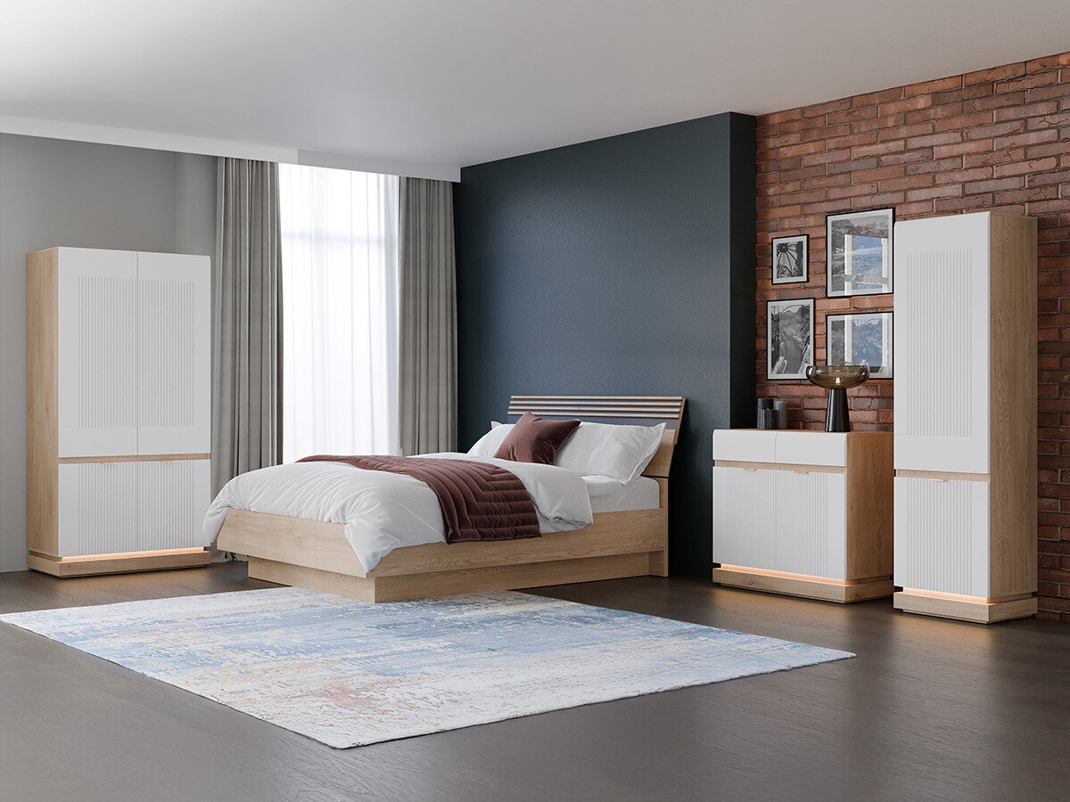 Bedroom set Teselbu 117 (White + Oak)