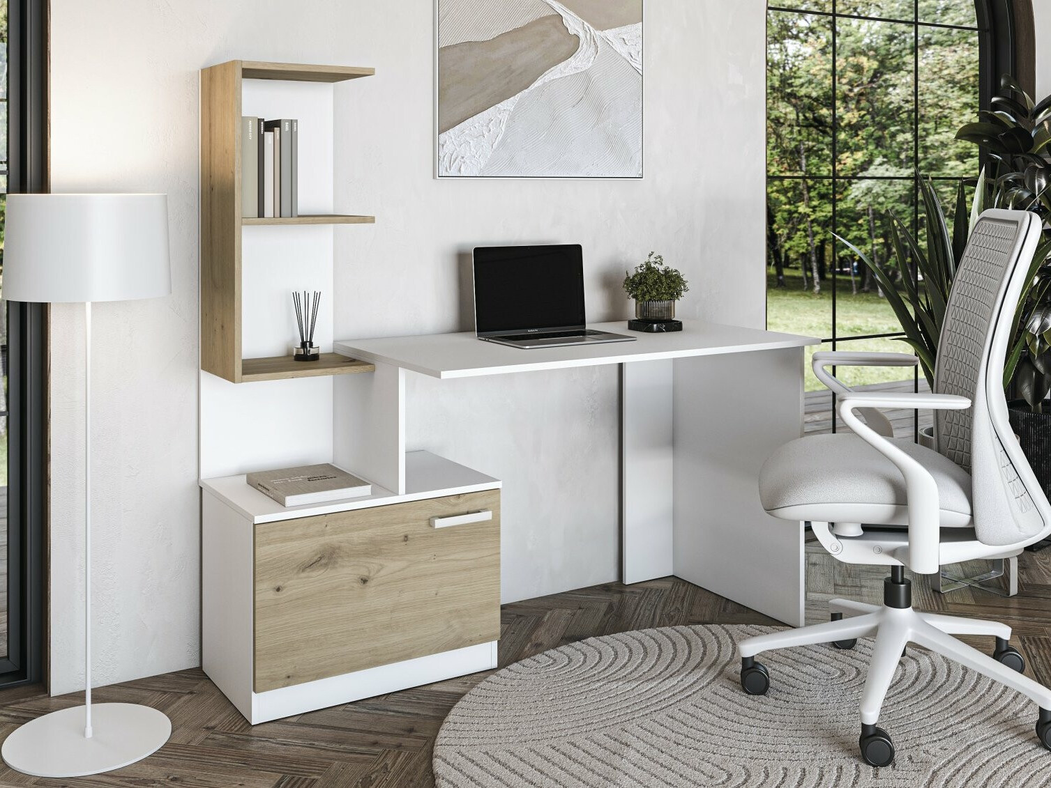 Desk Houston 1948 (White + Artisan oak)