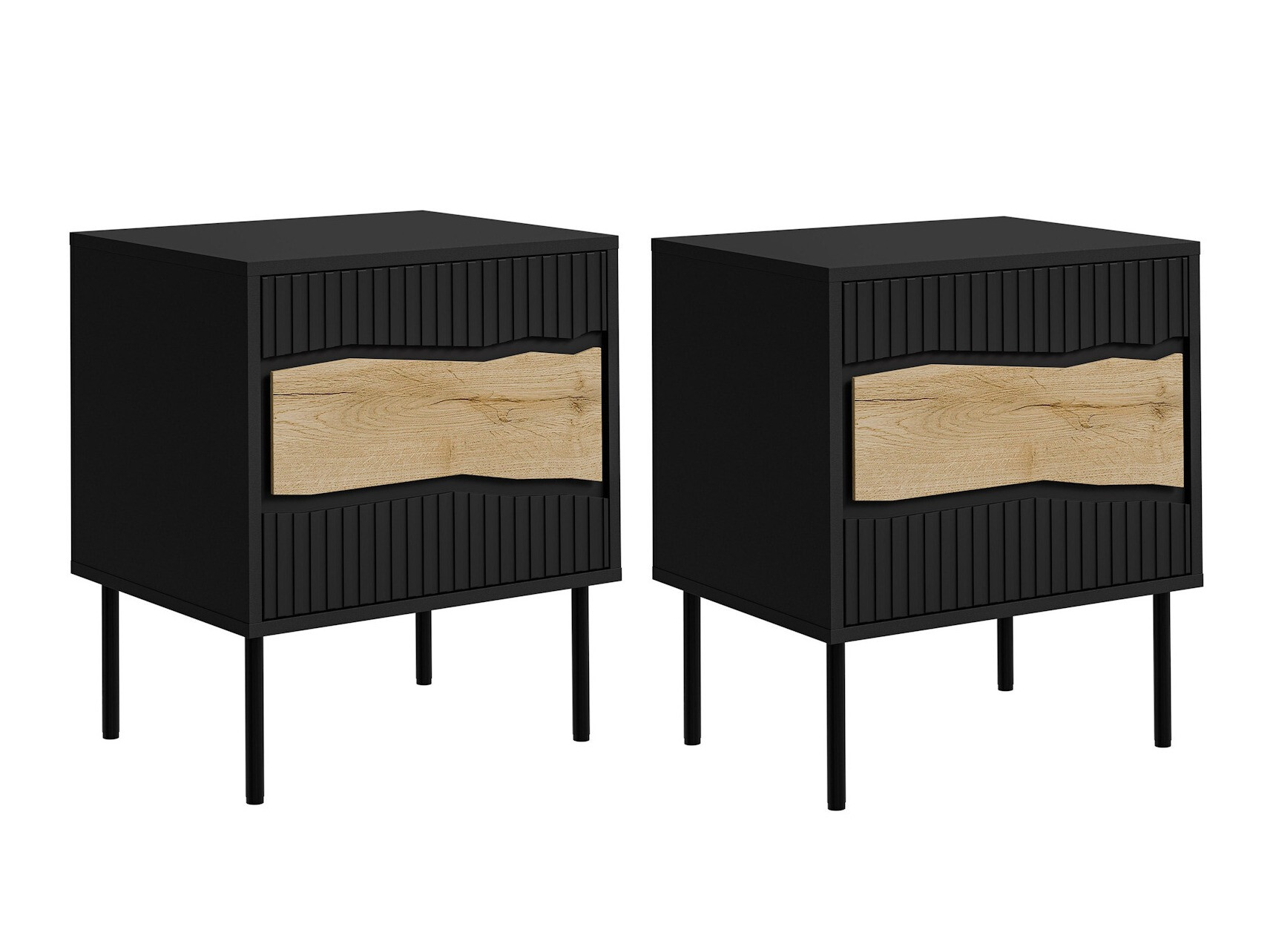 Set of bedside tables Monevare 104 (Black + Wotan Oak)
