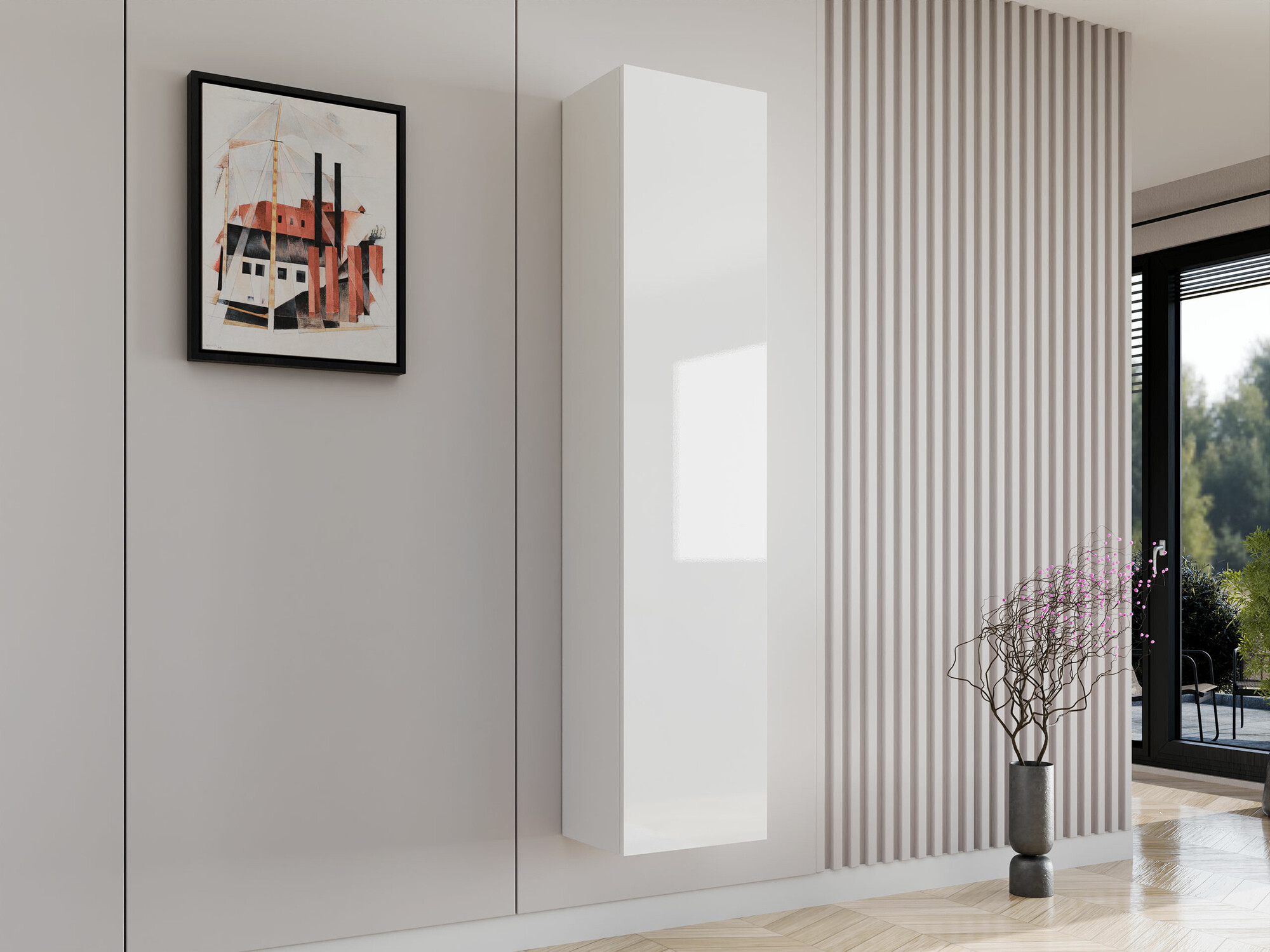 Wall shelf Venenou 128 (White + Glossy white)