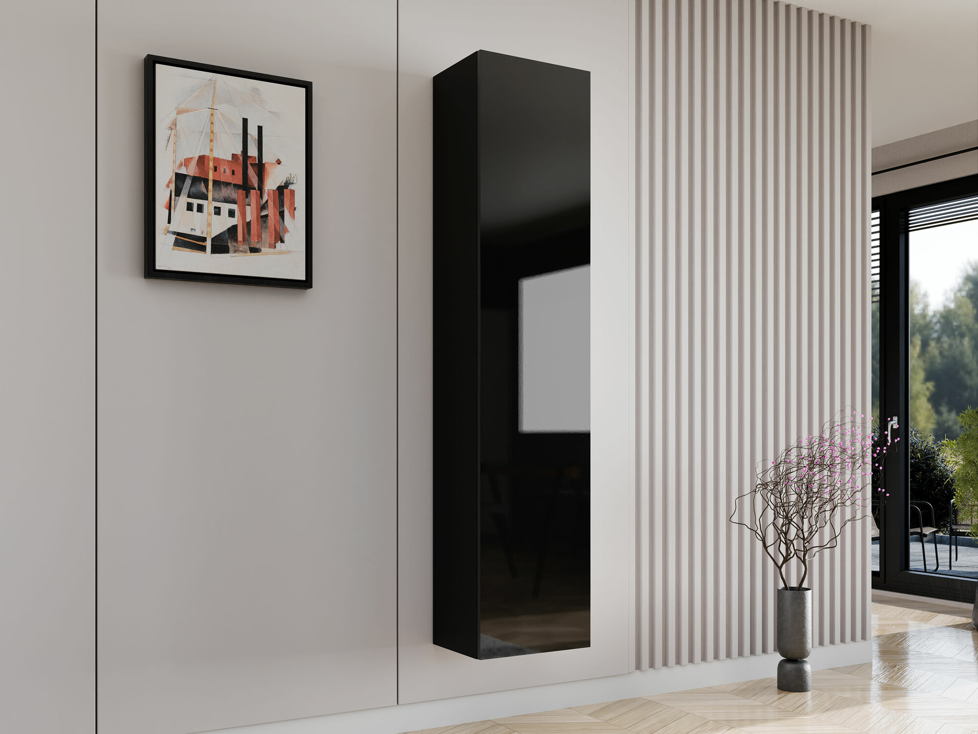 Wall shelf Vilrin II (Black + Glossy black)