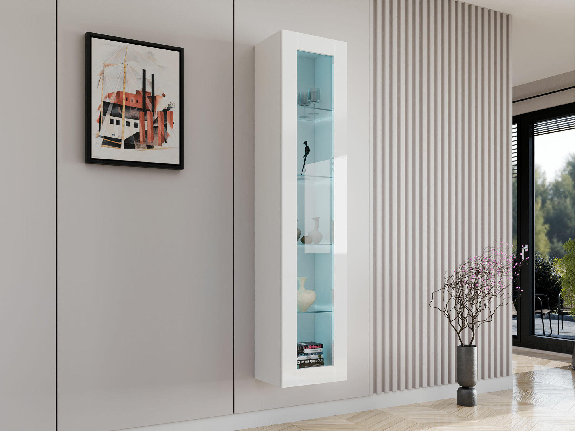 Wall shelf Vilrin IV (White + Glossy white)